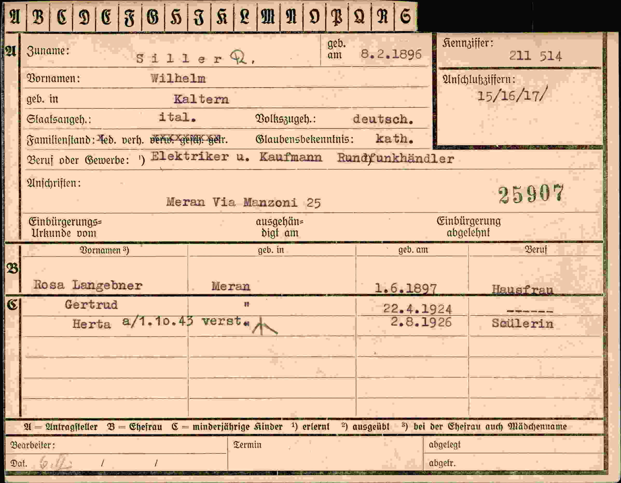 Dokument für Wilhelm Siller