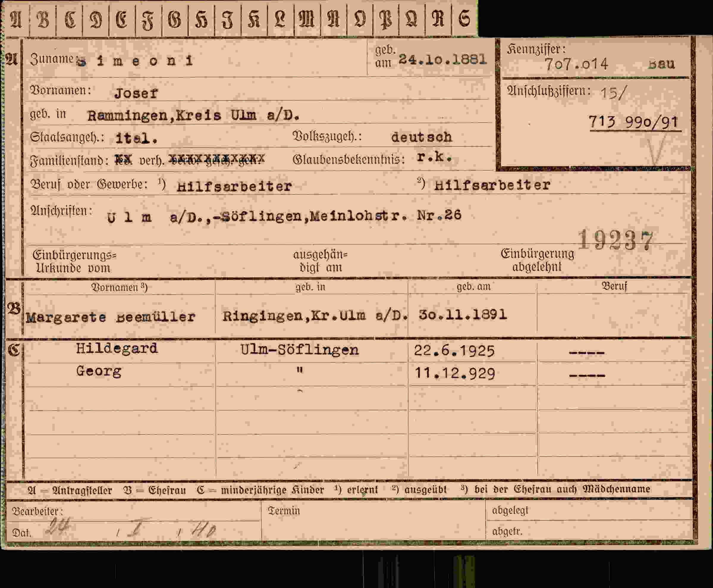 Vorderseite des Dokuments