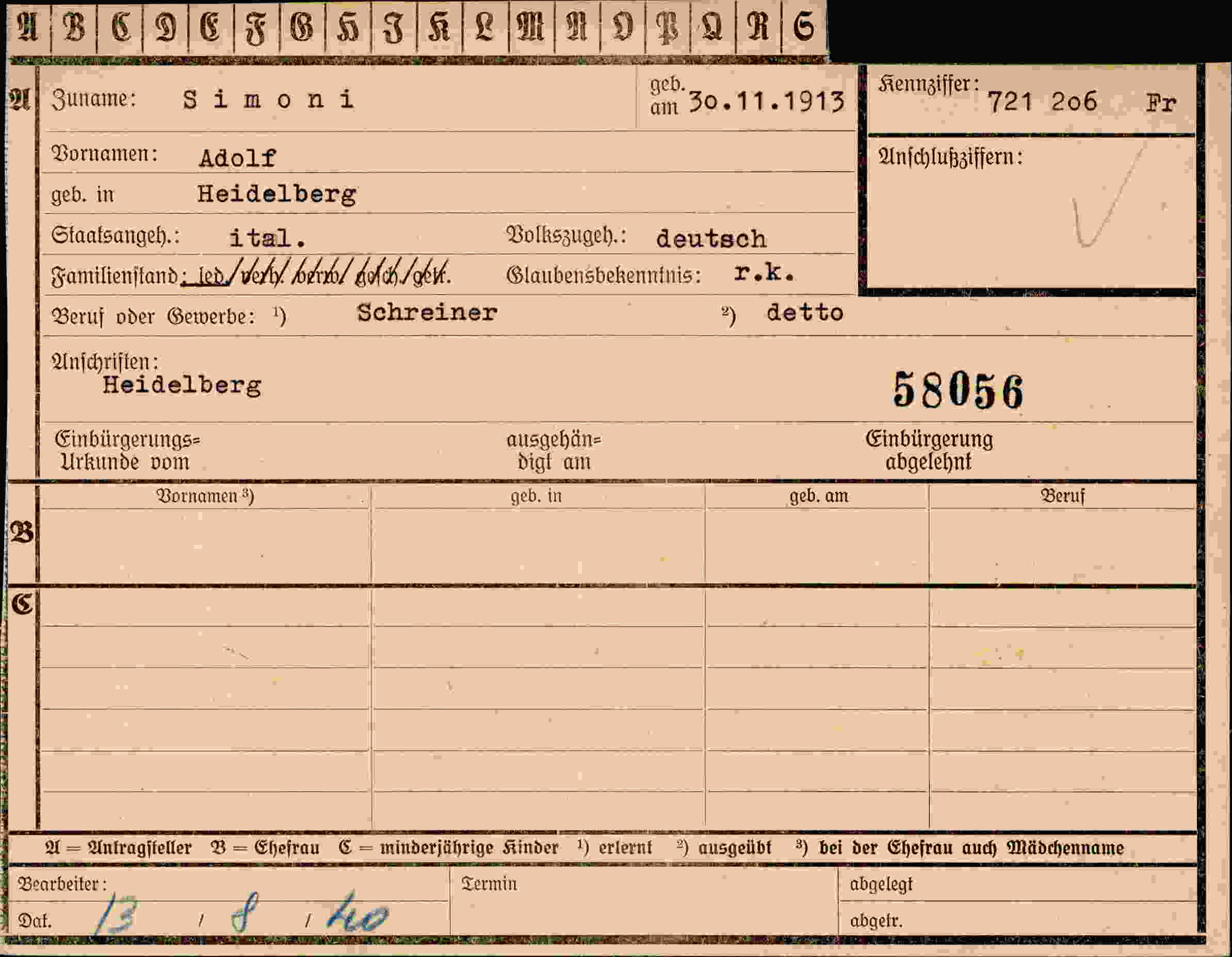 Vorderseite des Dokuments