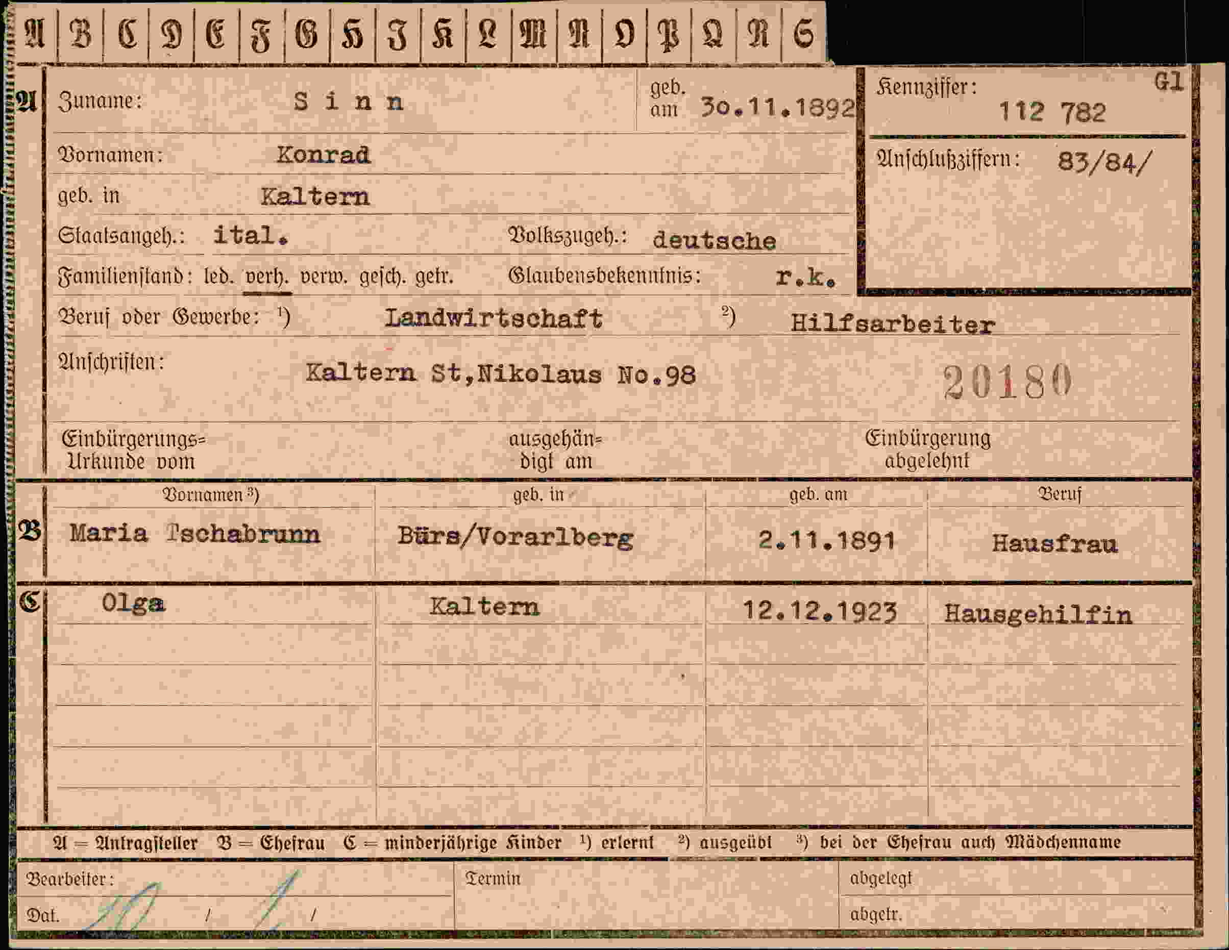 Vorderseite des Dokuments