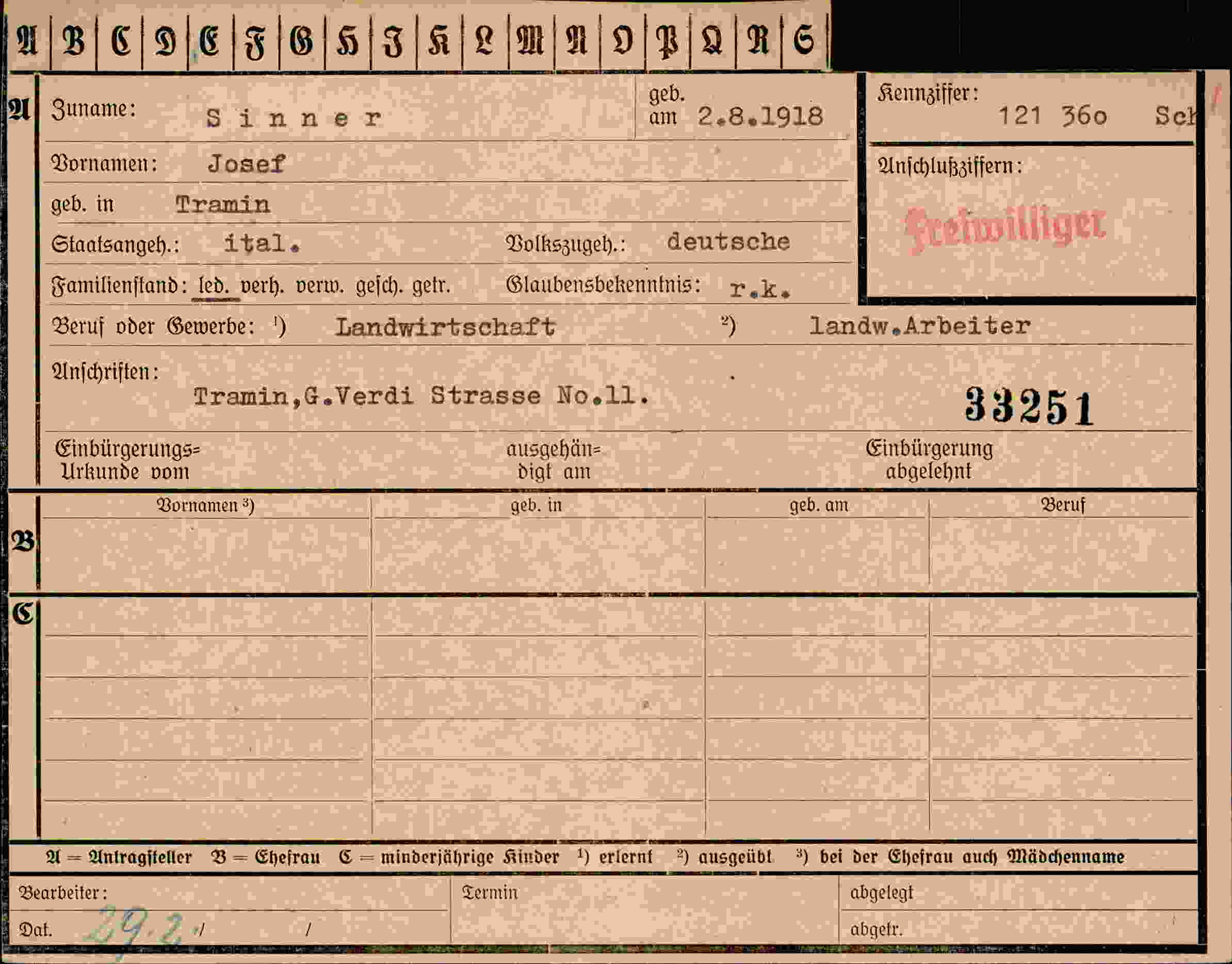 Vorderseite des Dokuments