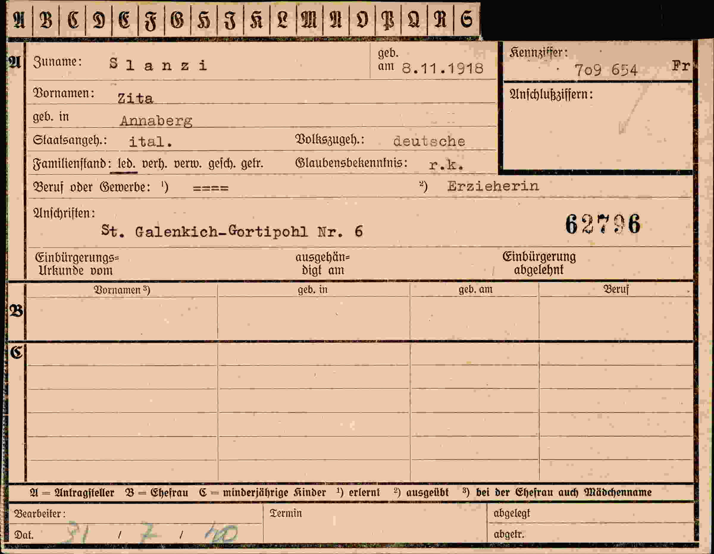 Vorderseite des Dokuments