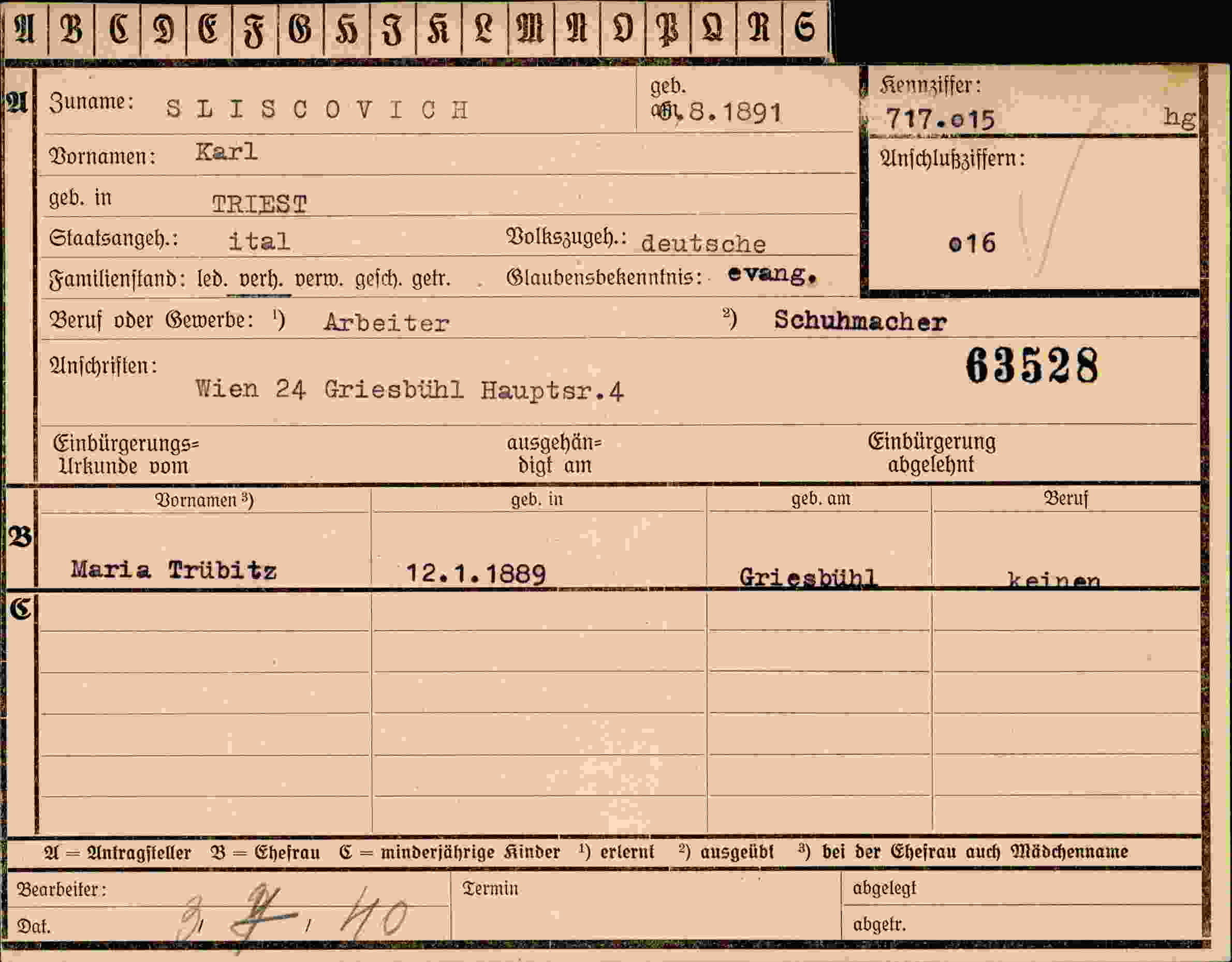 Dokument für Karl Aliscovich