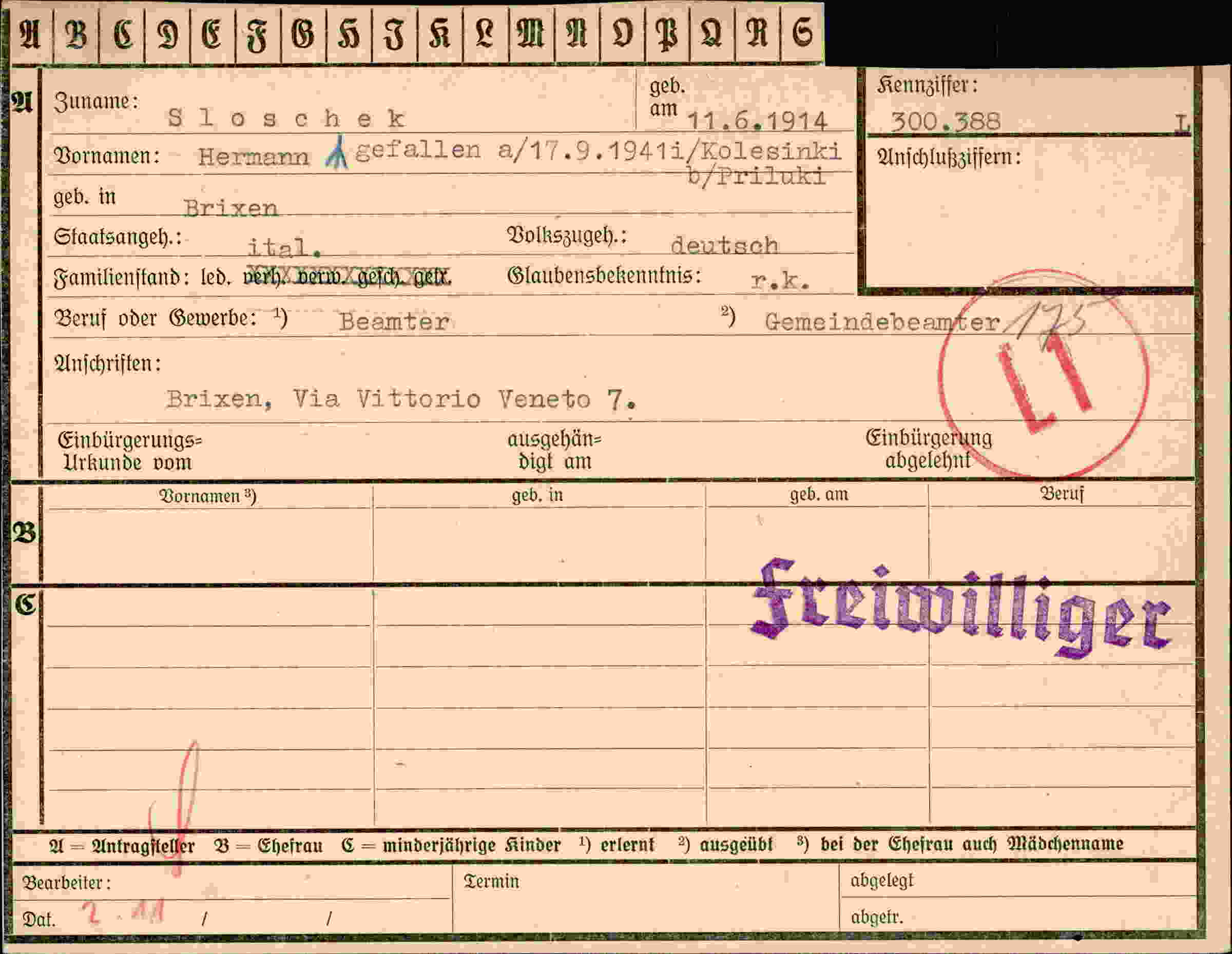 Vorderseite des Dokuments