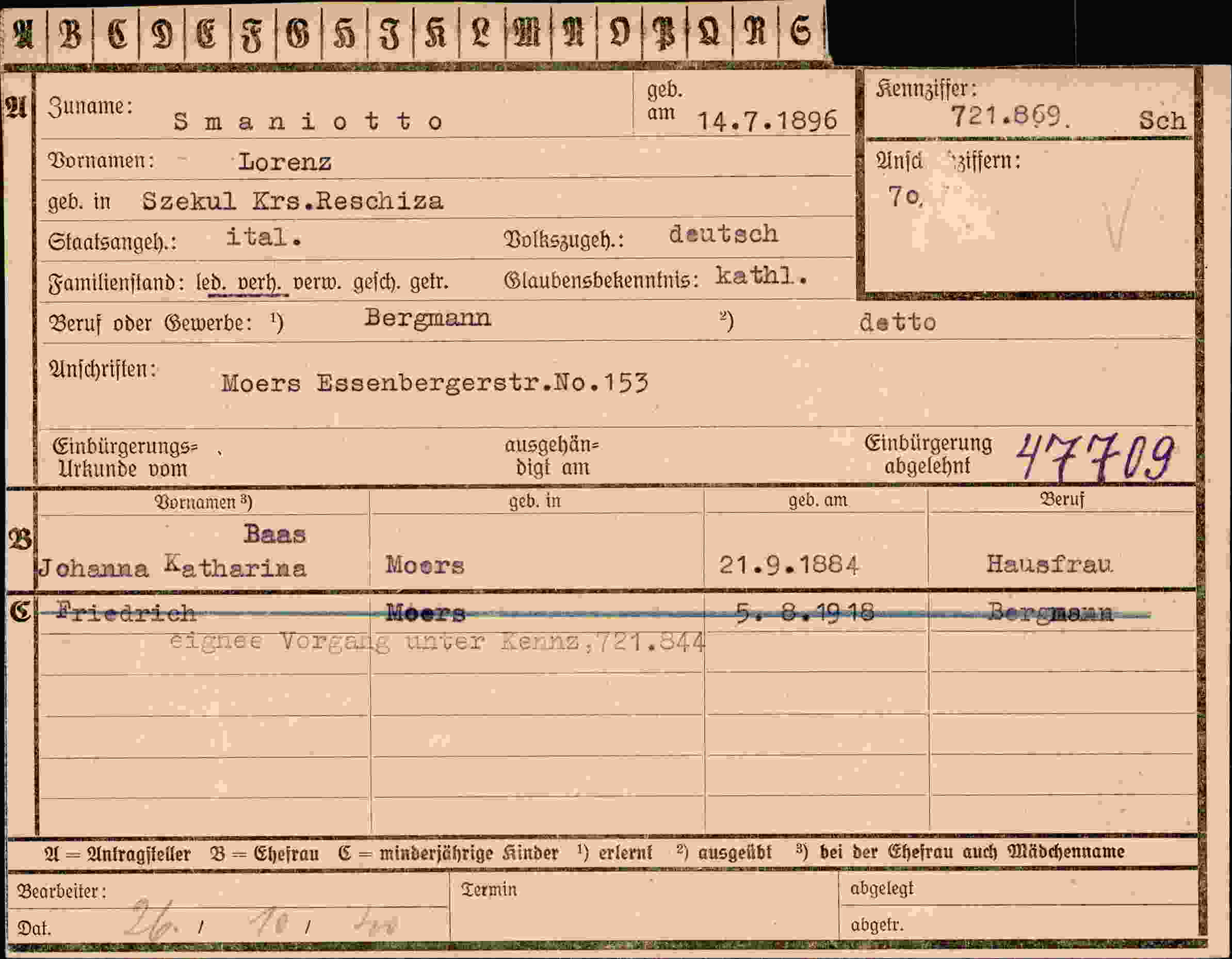 Vorderseite des Dokuments