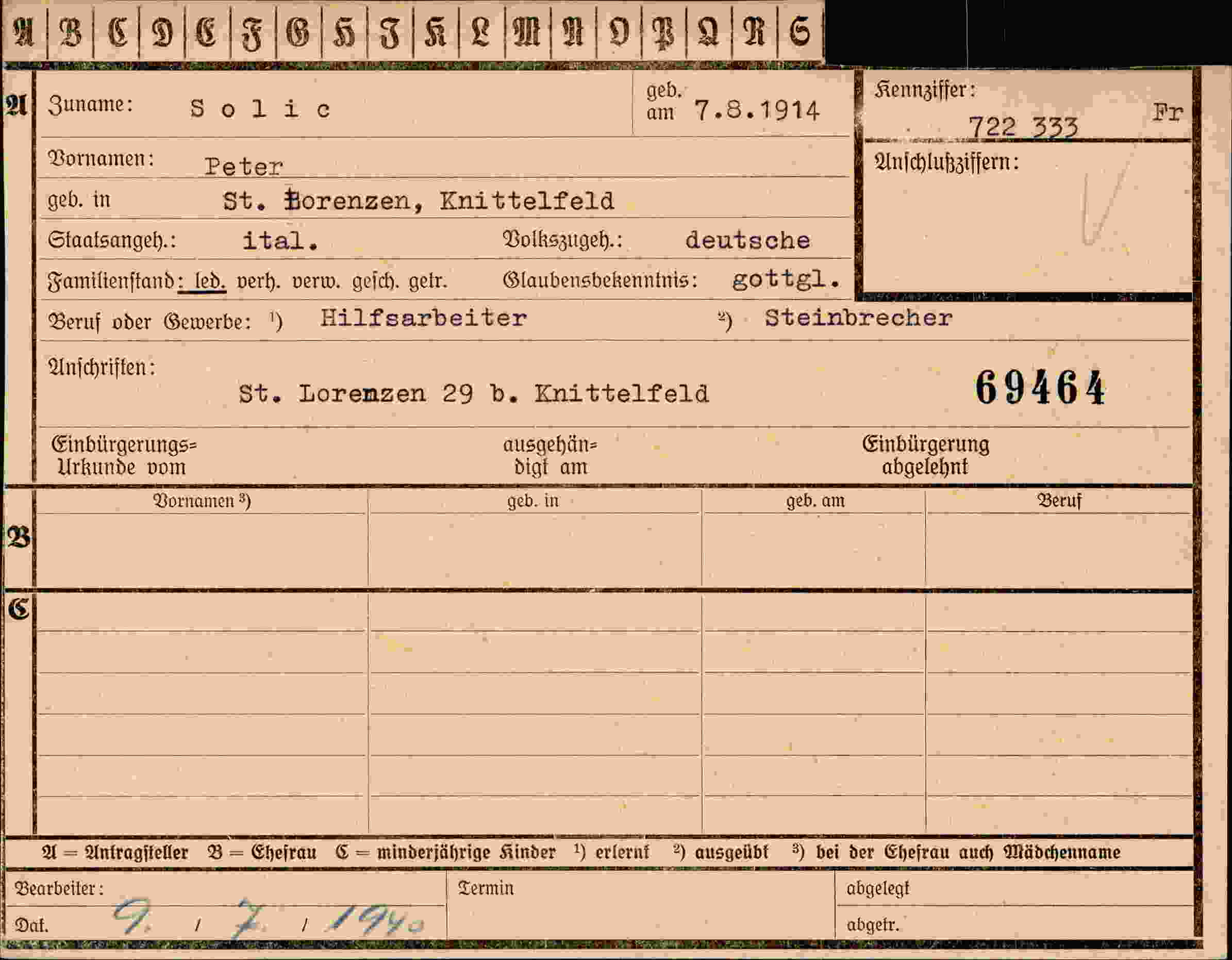 Dokument für Peter Solie