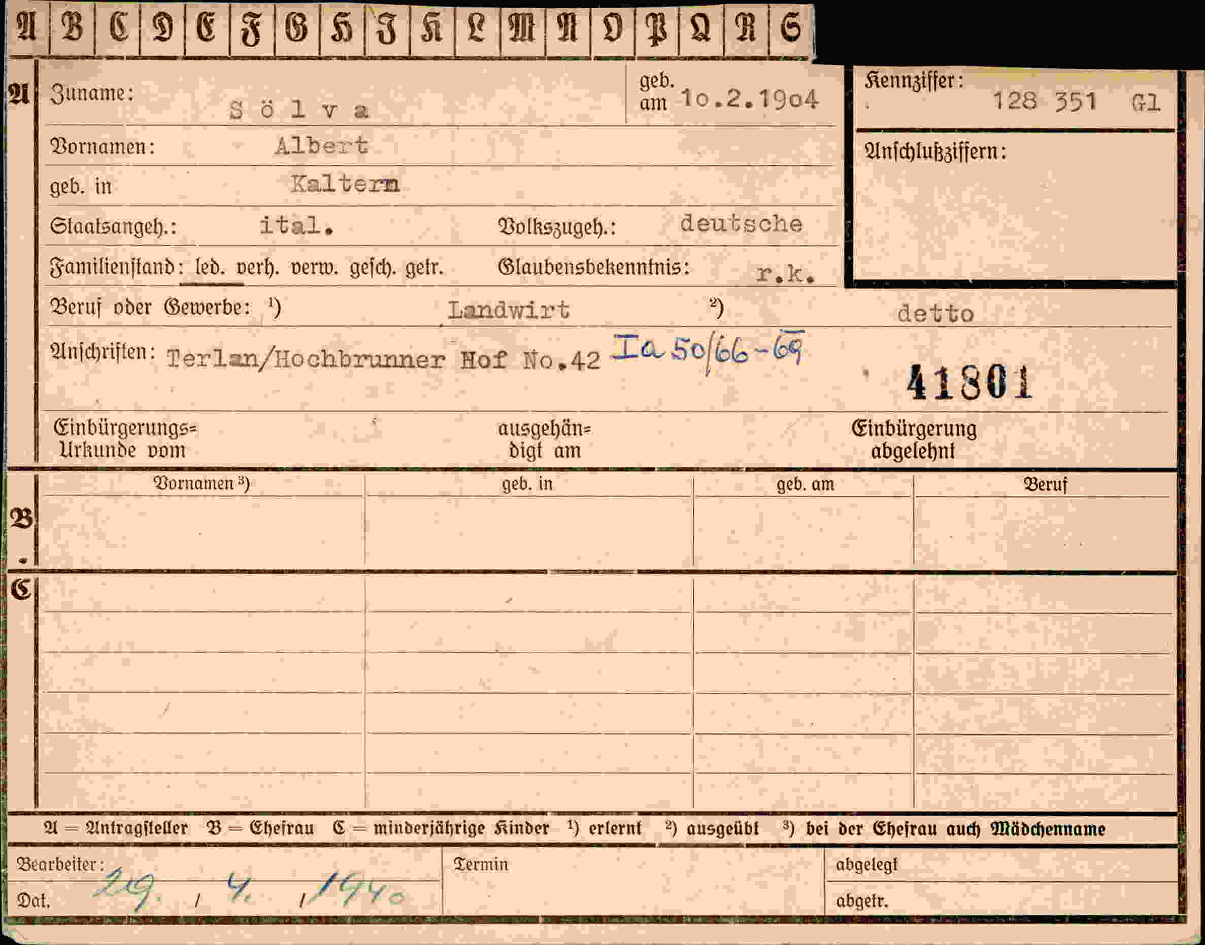 Vorderseite des Dokuments