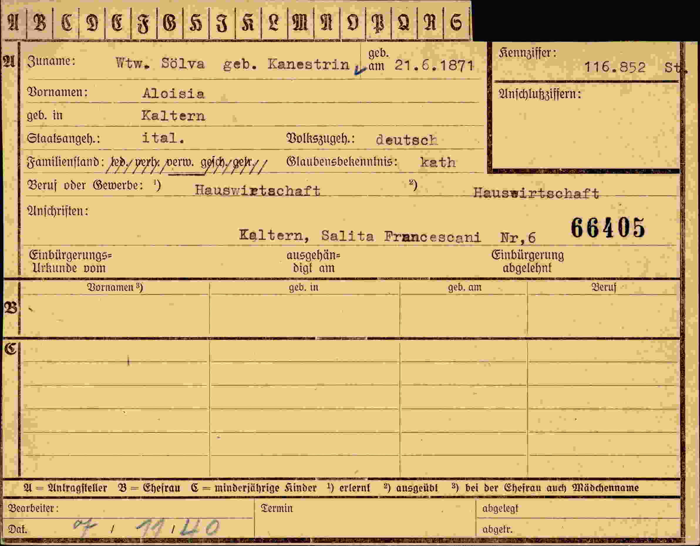 Vorderseite des Dokuments
