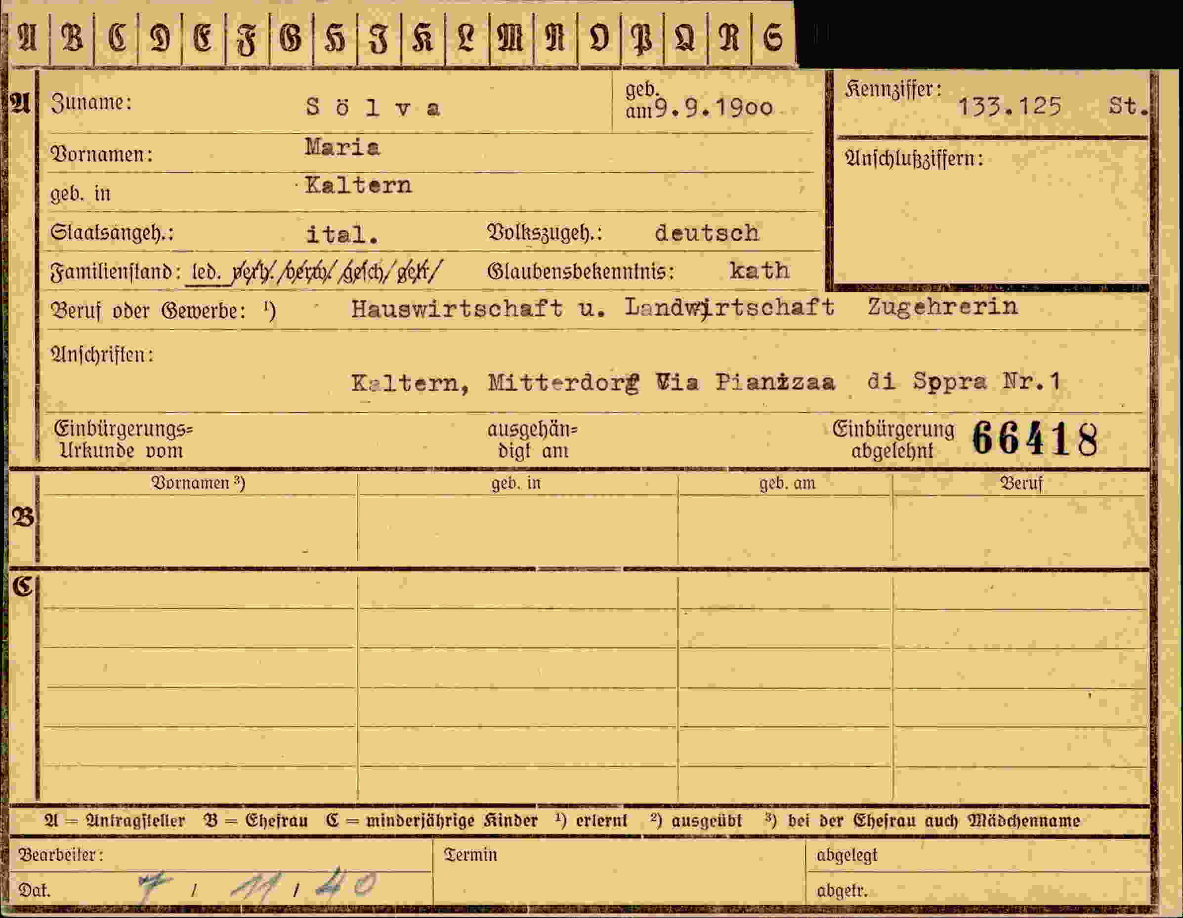 Vorderseite des Dokuments