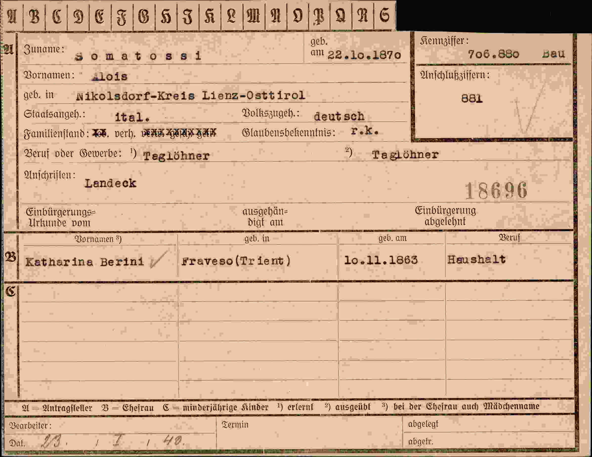 Dokument für Alois Somatossi