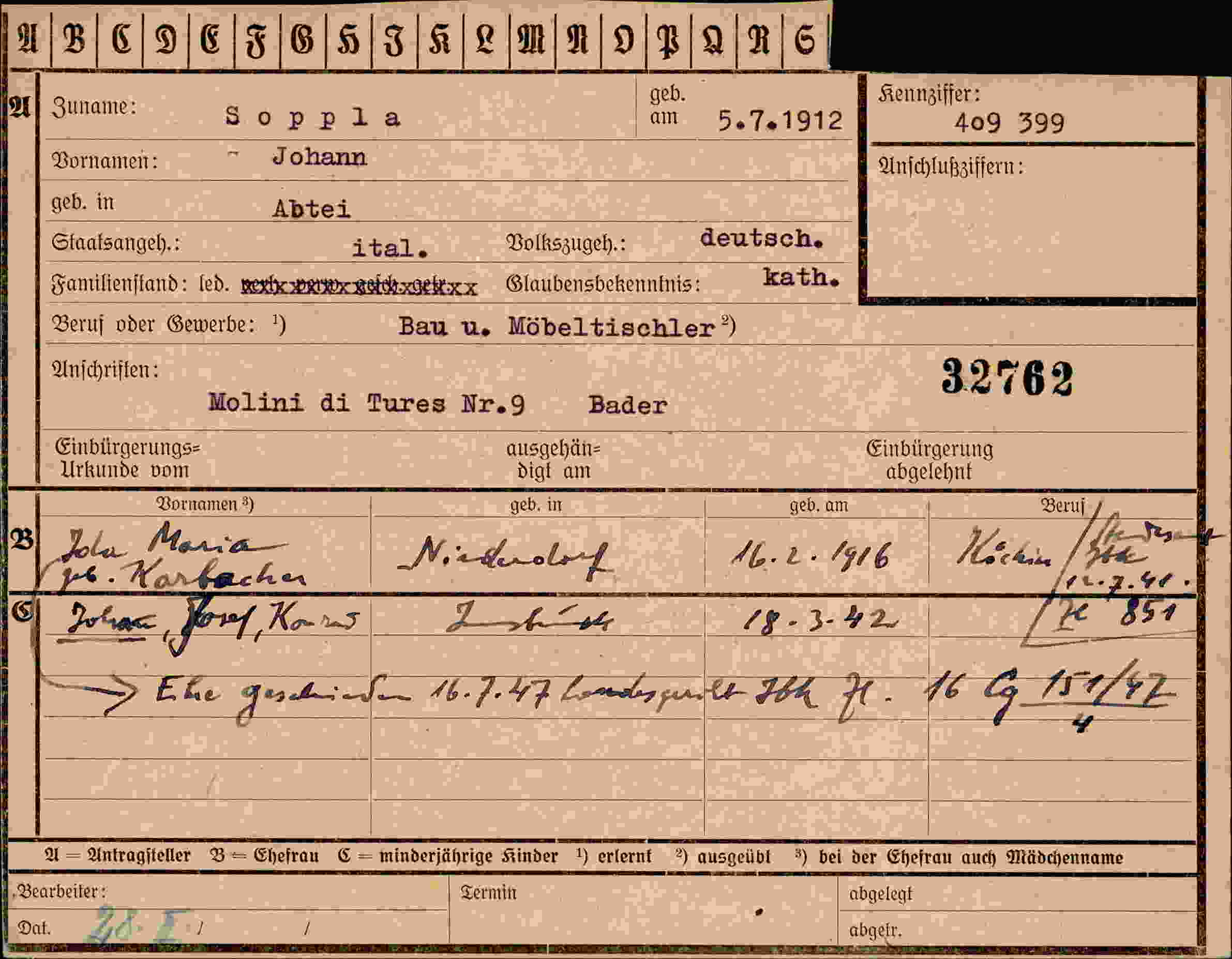 Dokument für Johann Soppla