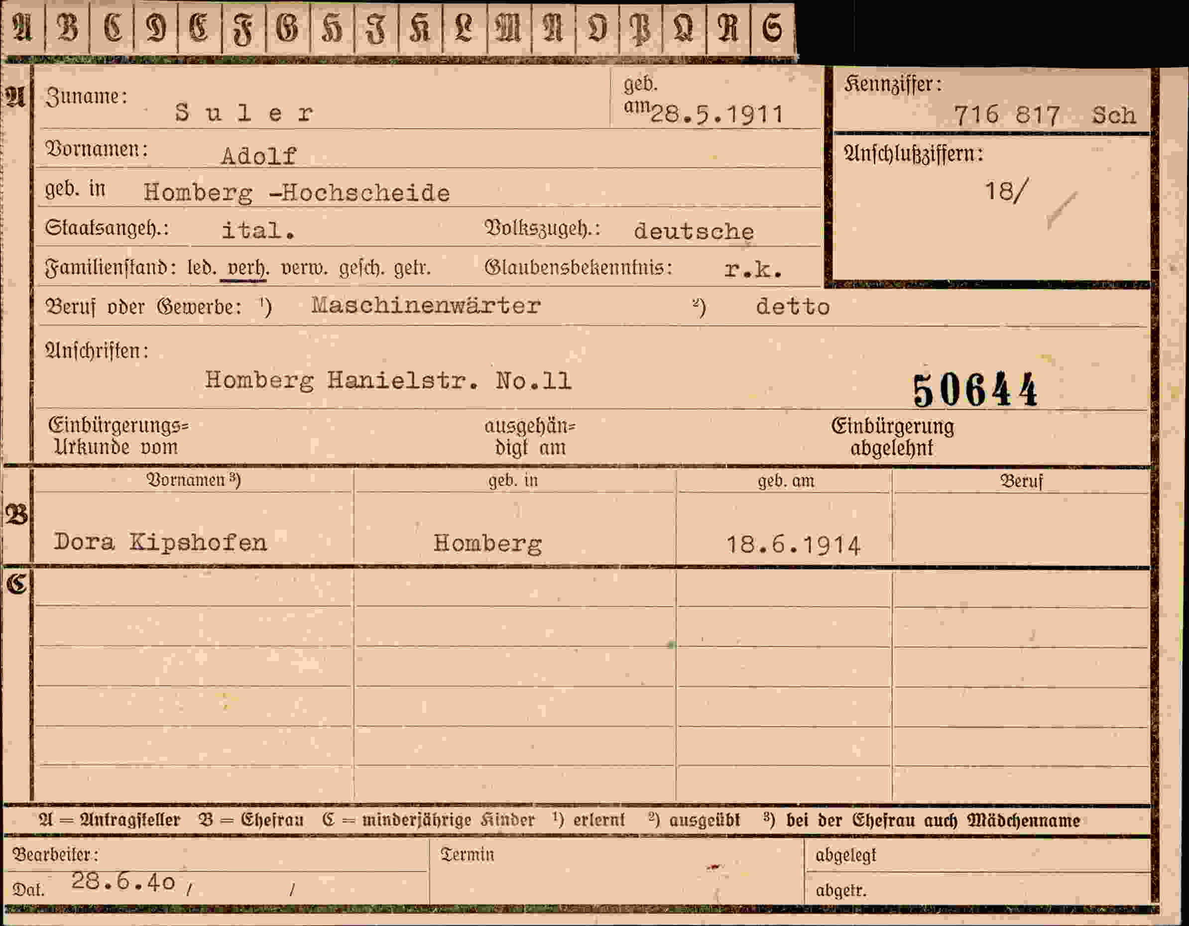 Dokument für Adolf Suler