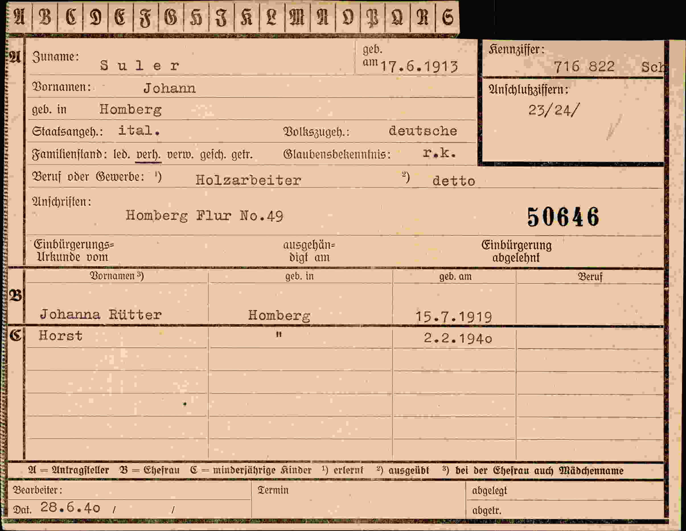 Vorderseite des Dokuments