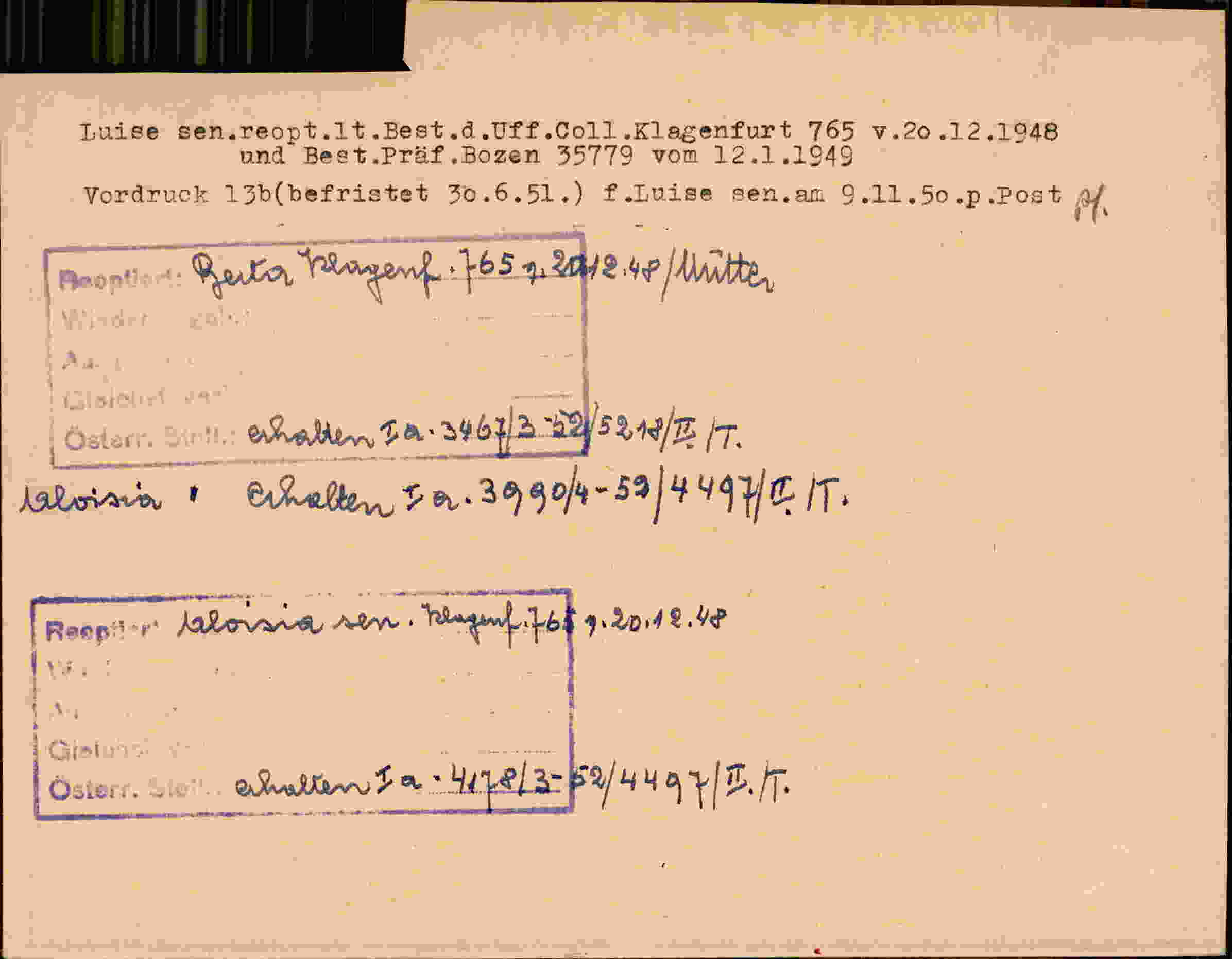 Rückseite des Dokuments