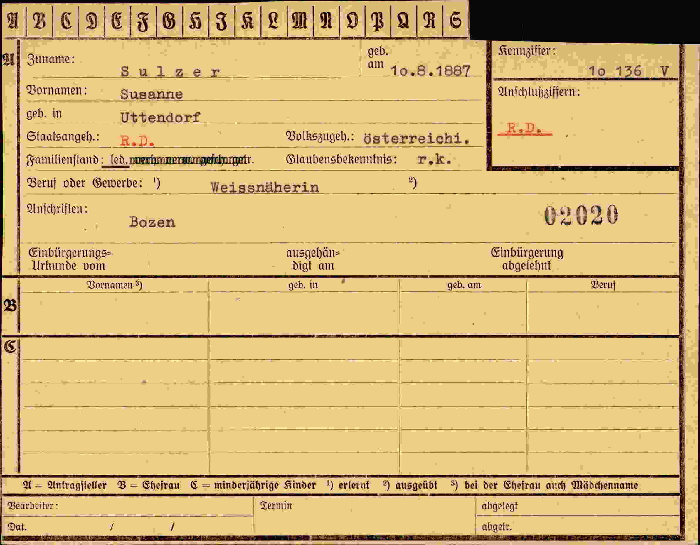 Vorderseite des Dokuments