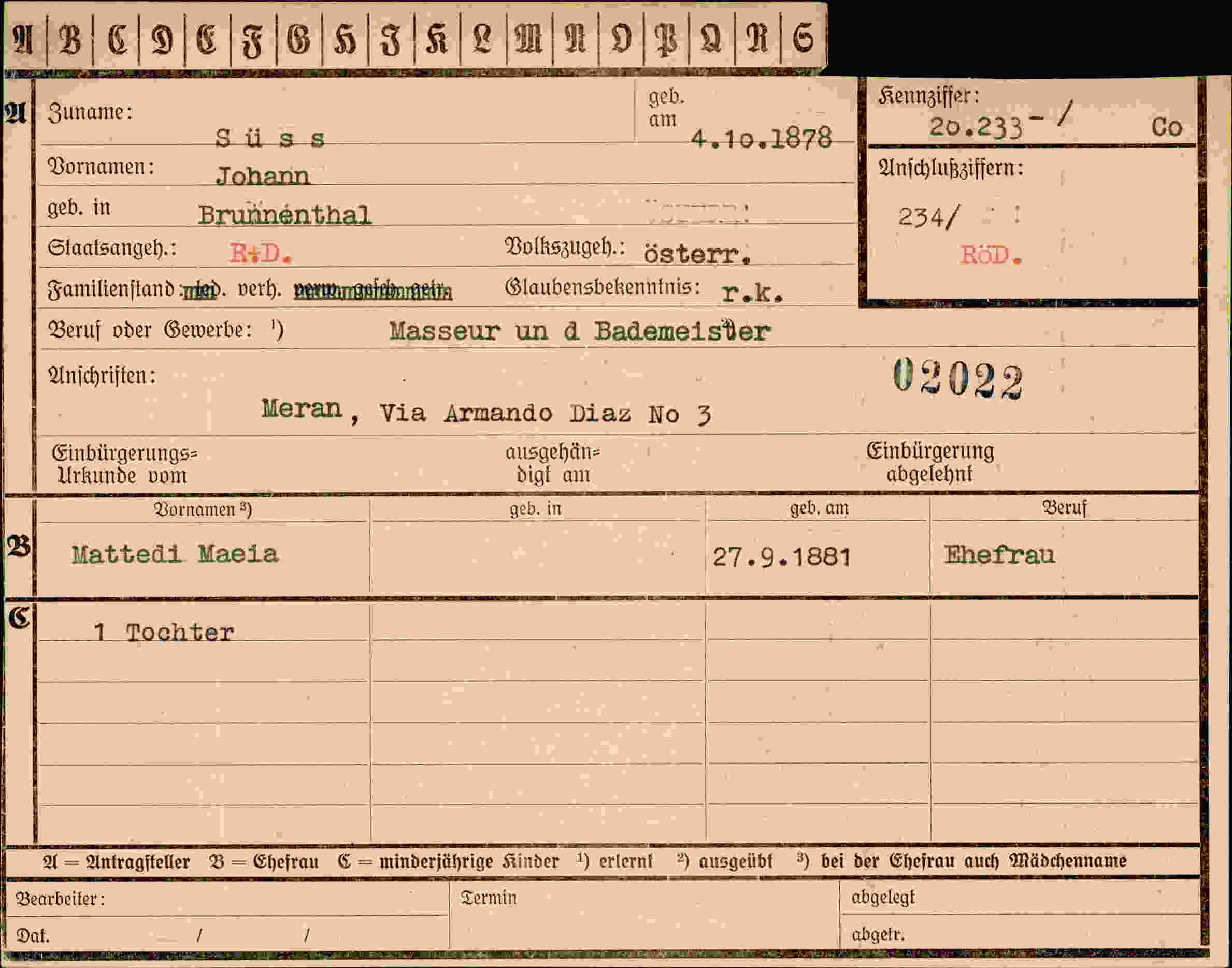 Dokument für Johann Süss