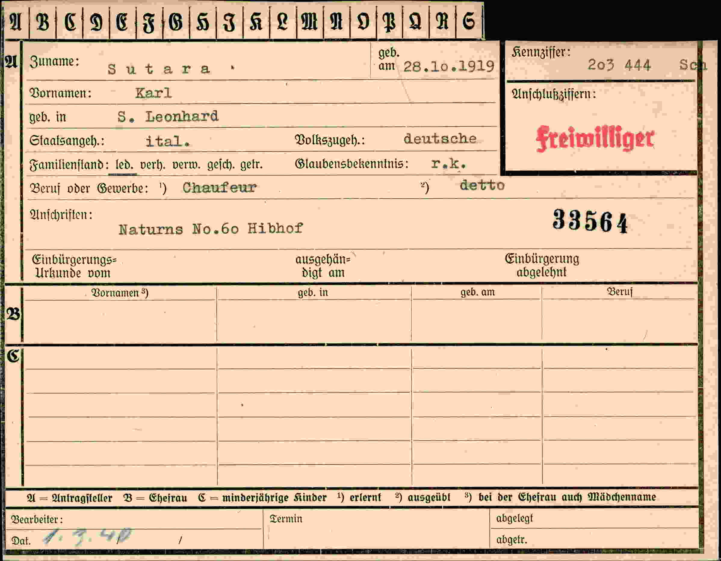 Vorderseite des Dokuments