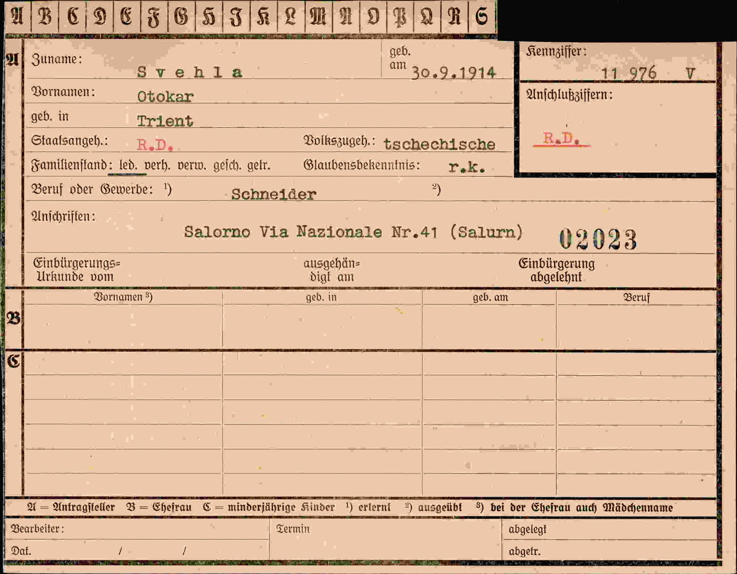 Vorderseite des Dokuments