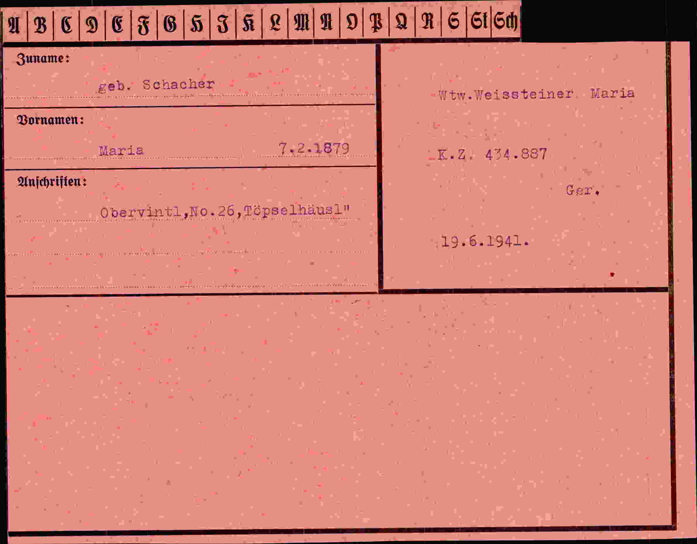 Vorderseite des Dokuments