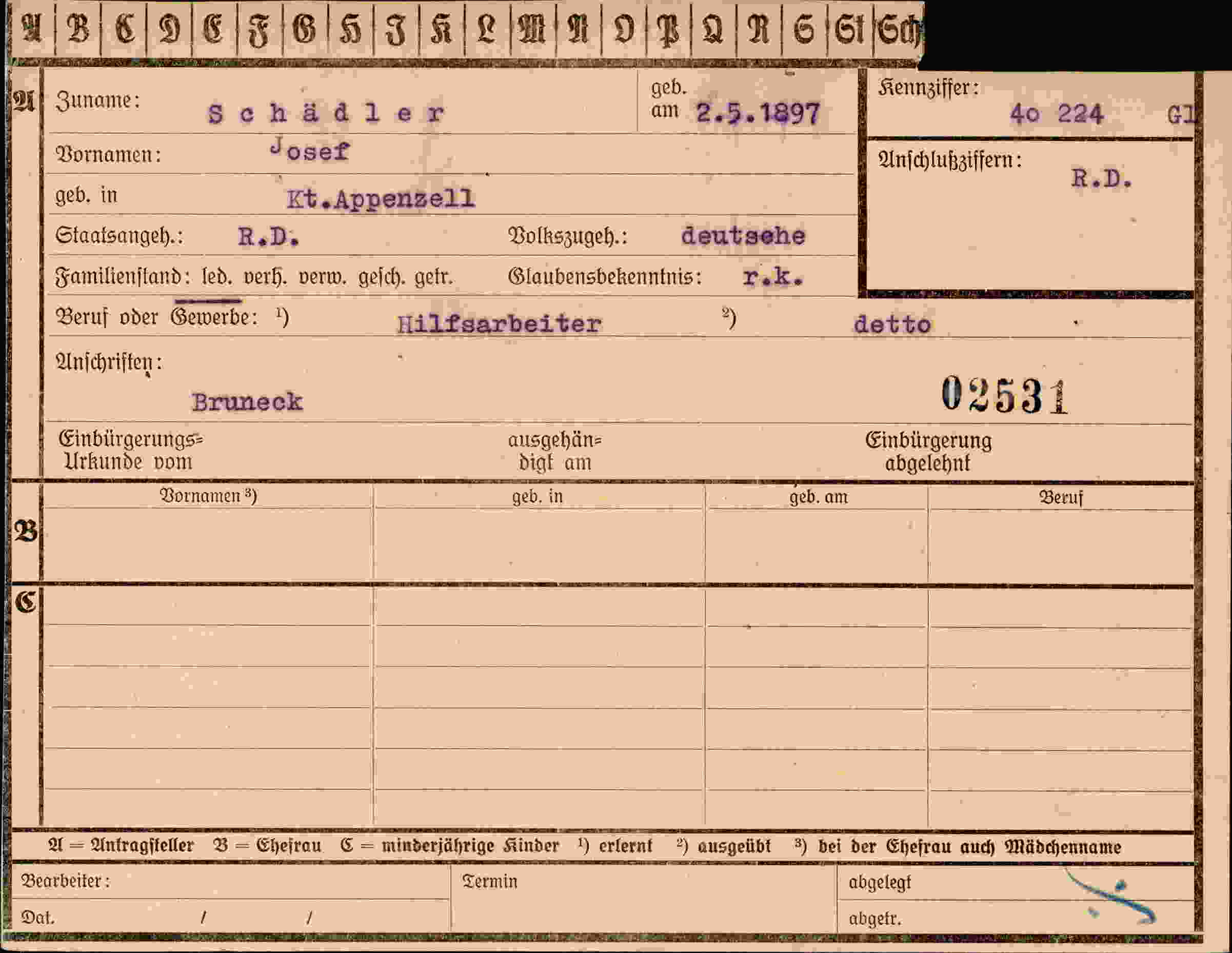Vorderseite des Dokuments
