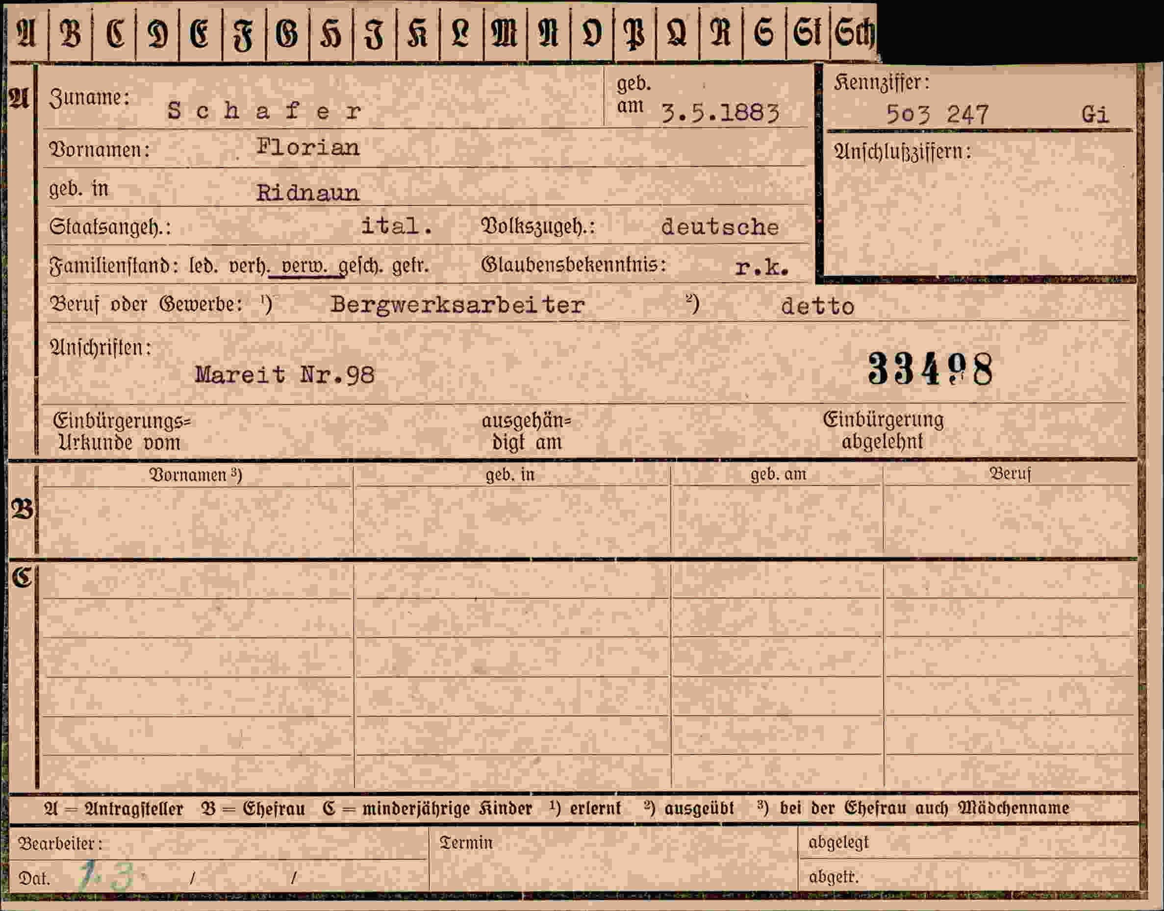 Vorderseite des Dokuments