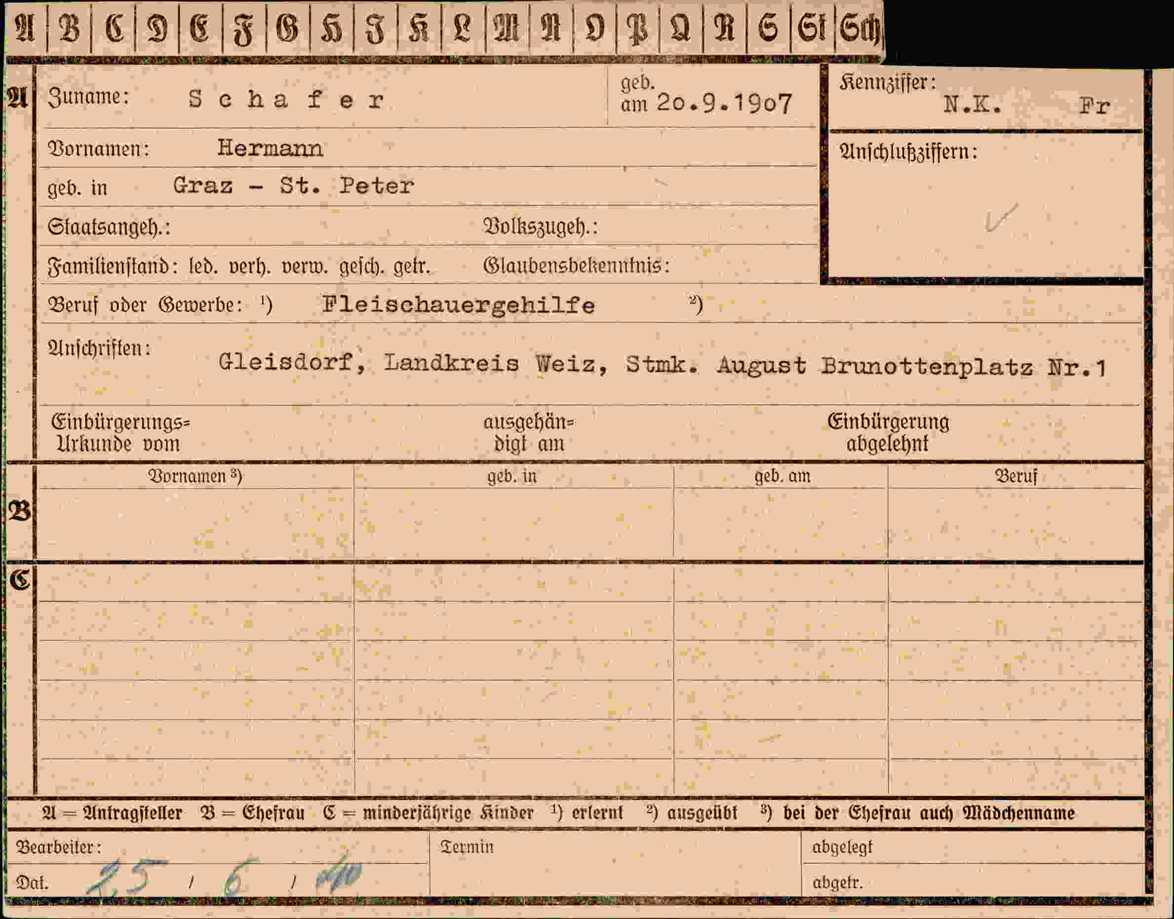 Dokument für Hermann Schafer