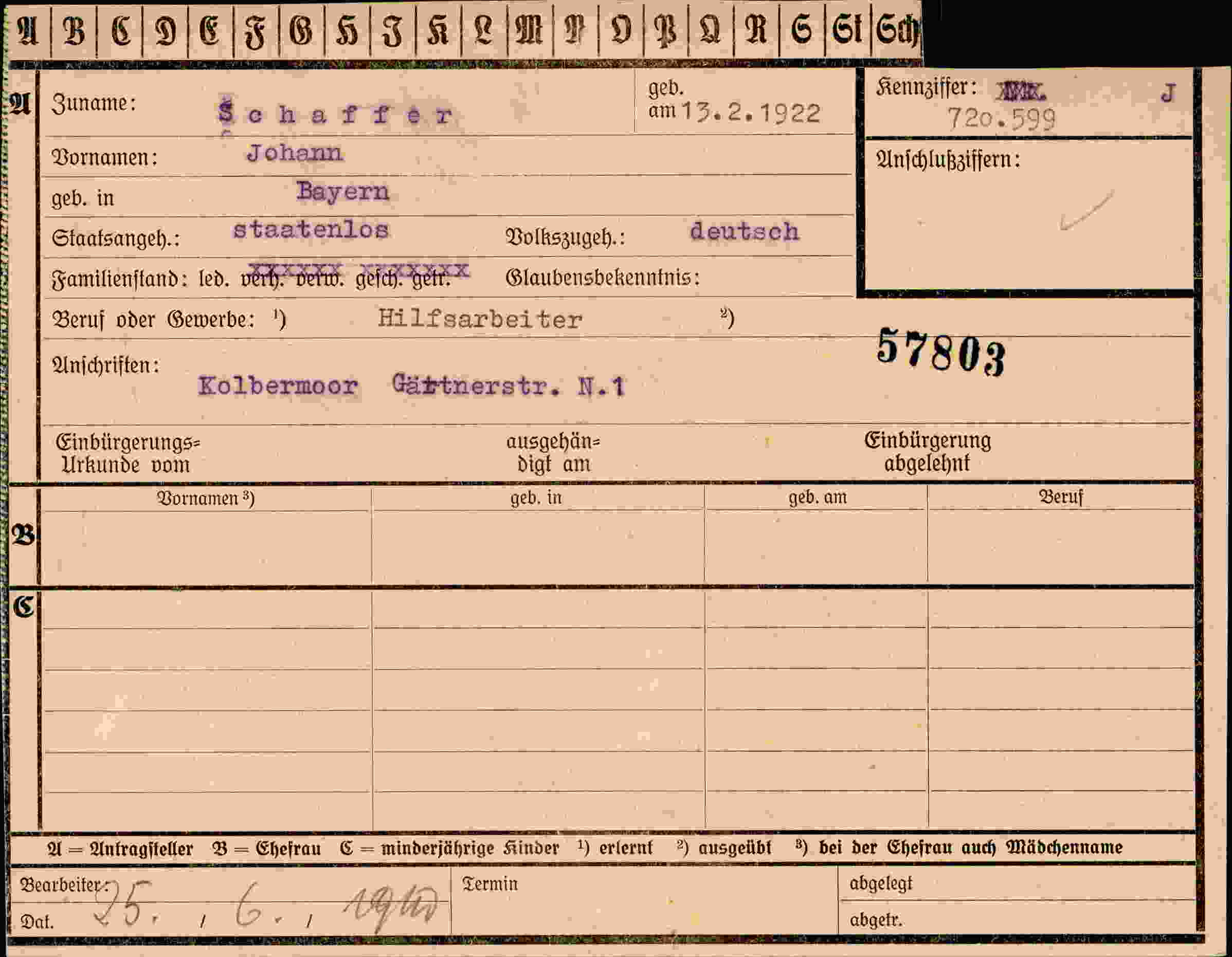Vorderseite des Dokuments