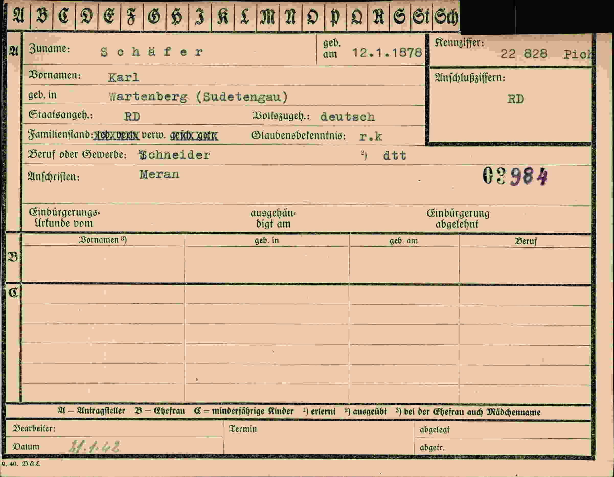 Dokument für Karl Schäfer