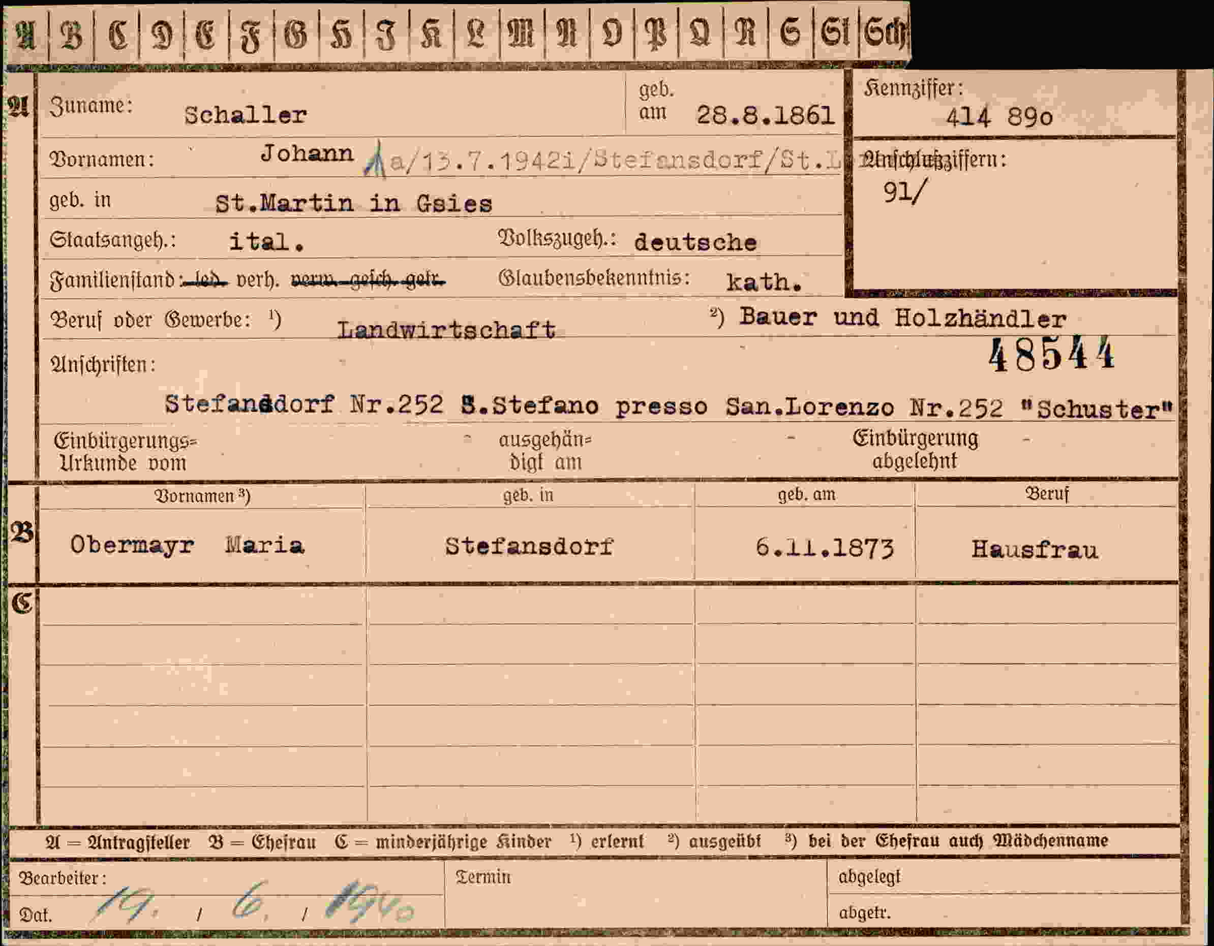Vorderseite des Dokuments