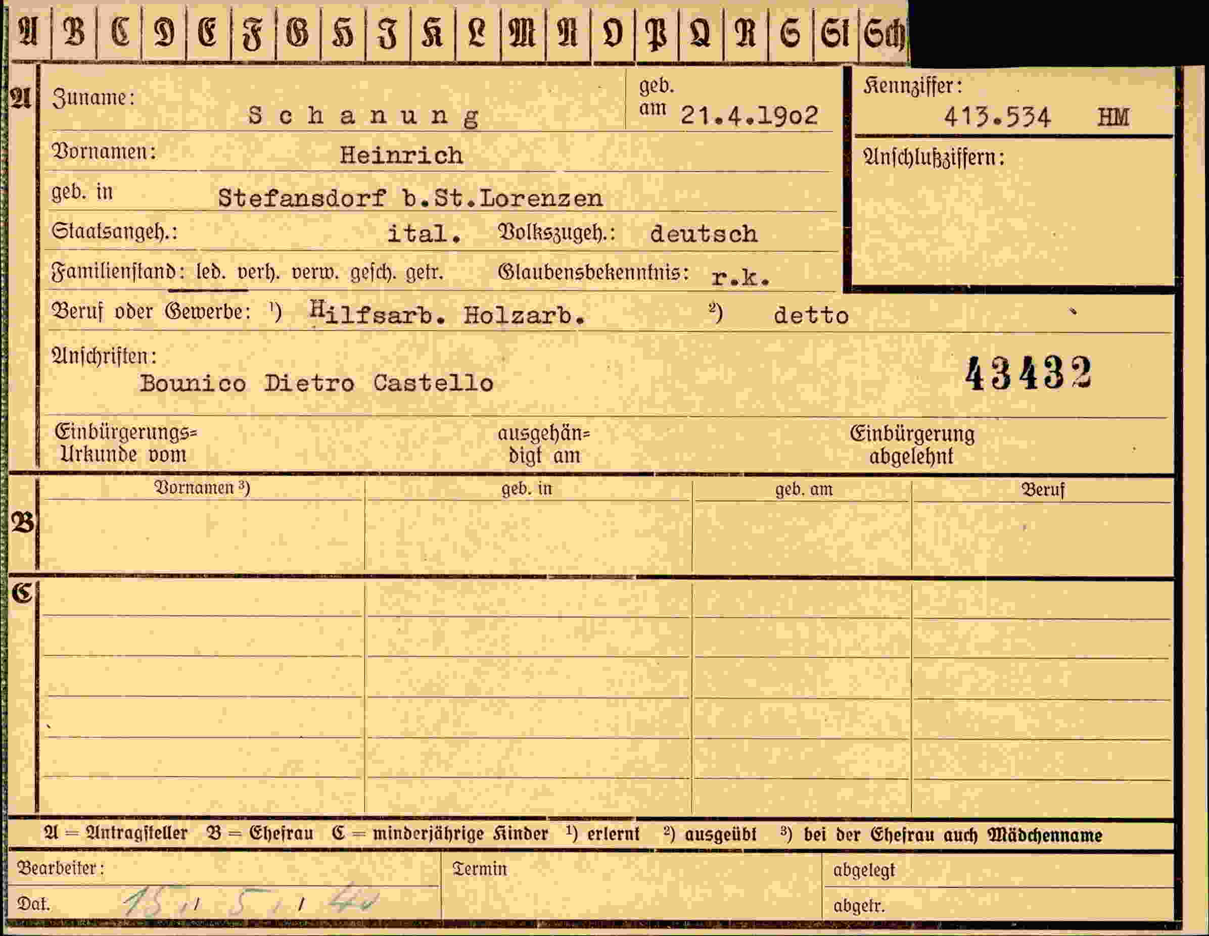 Dokument für Heinrich Schanung