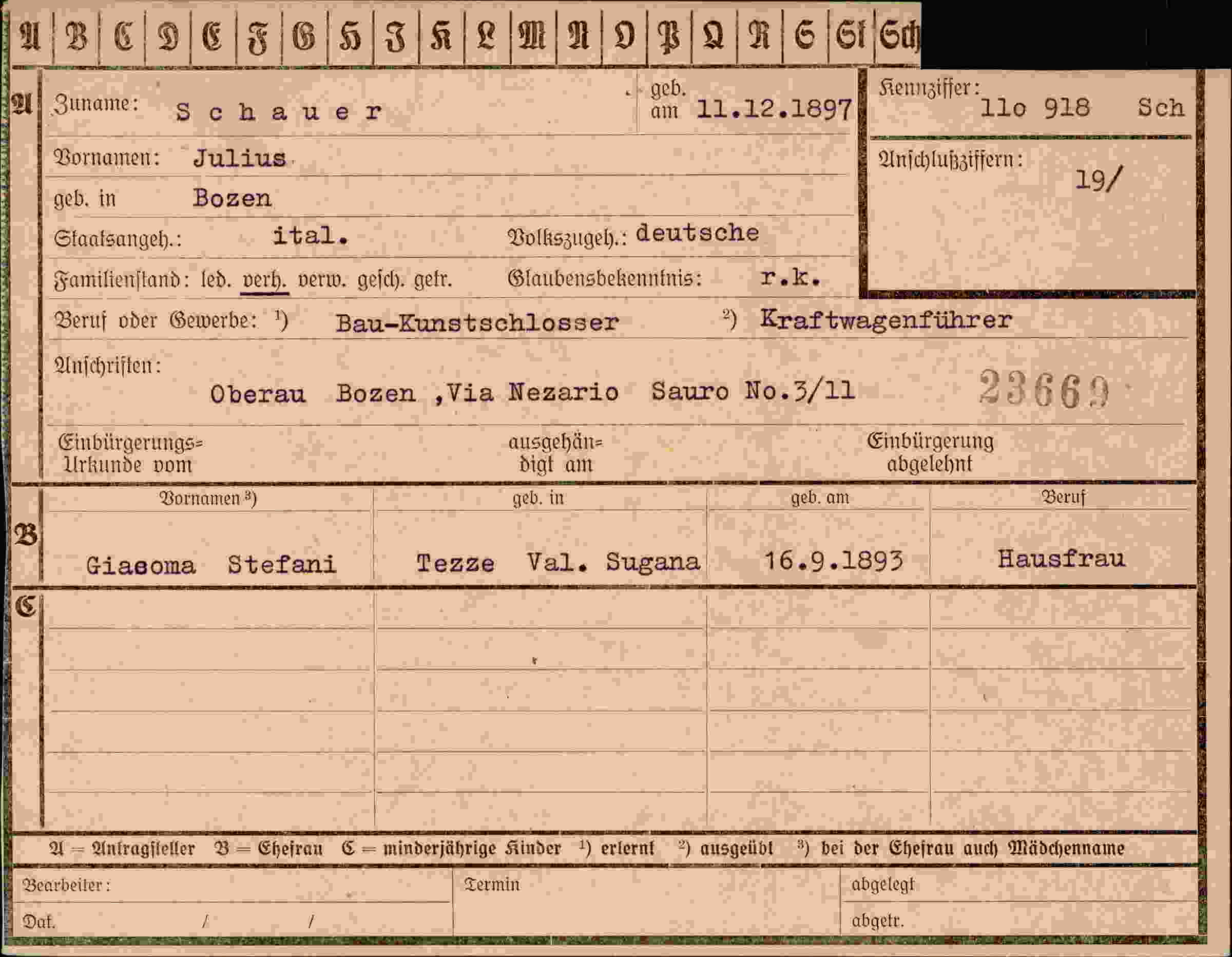 Dokument für Julius Schauer