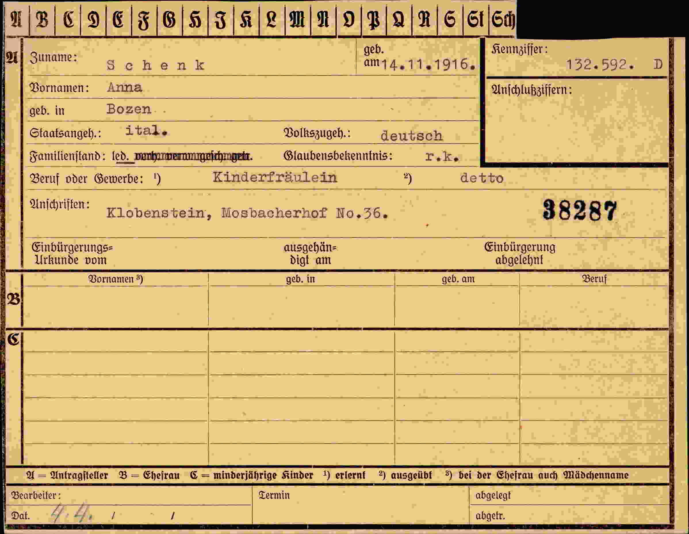 Vorderseite des Dokuments