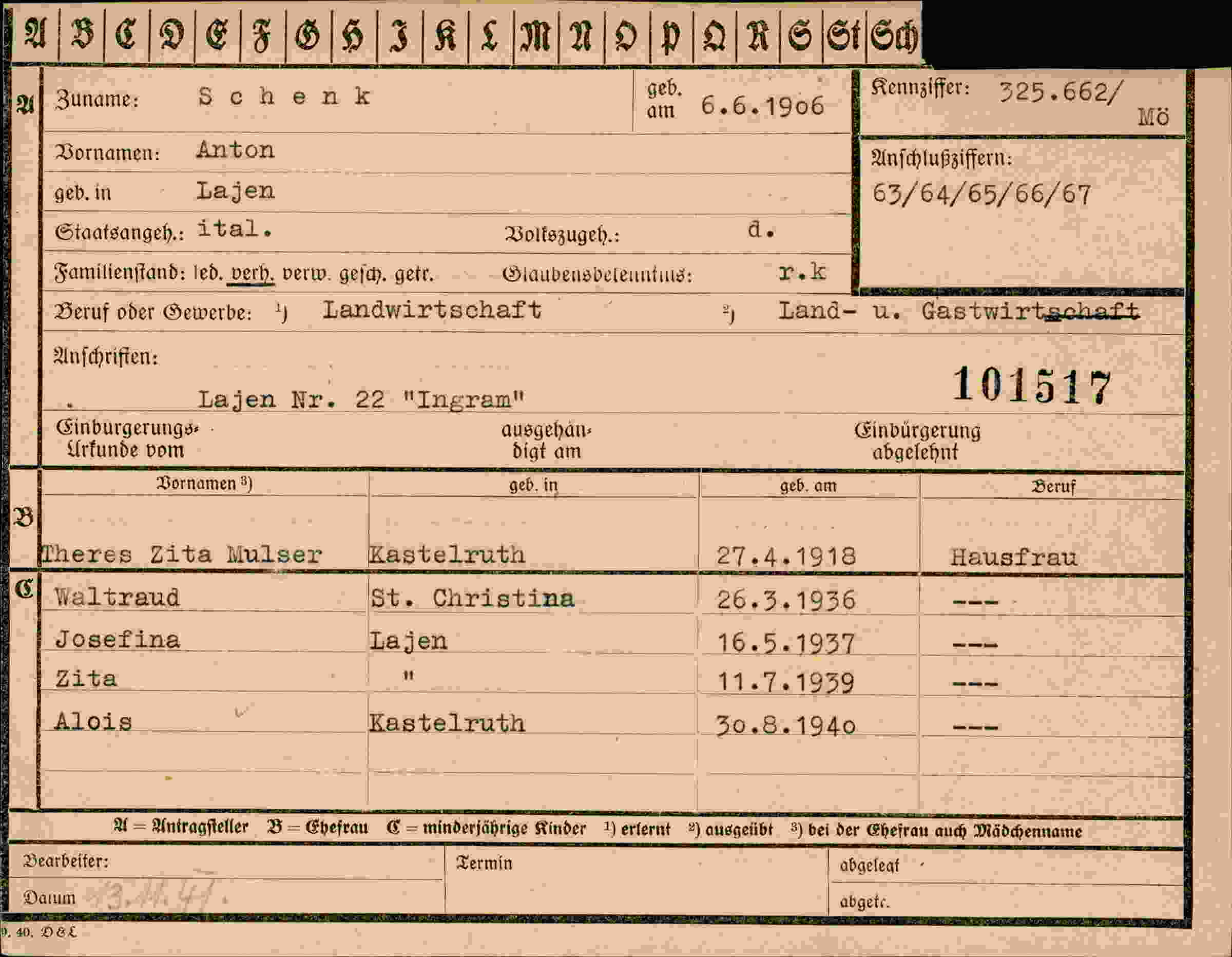 Vorderseite des Dokuments