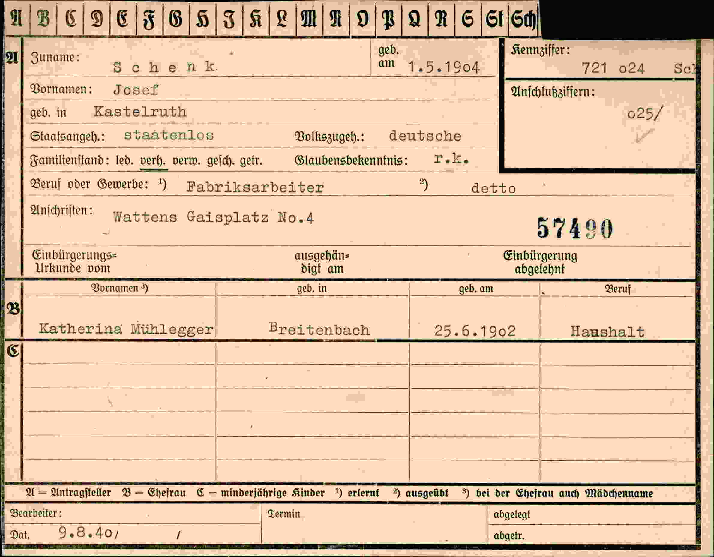 Vorderseite des Dokuments