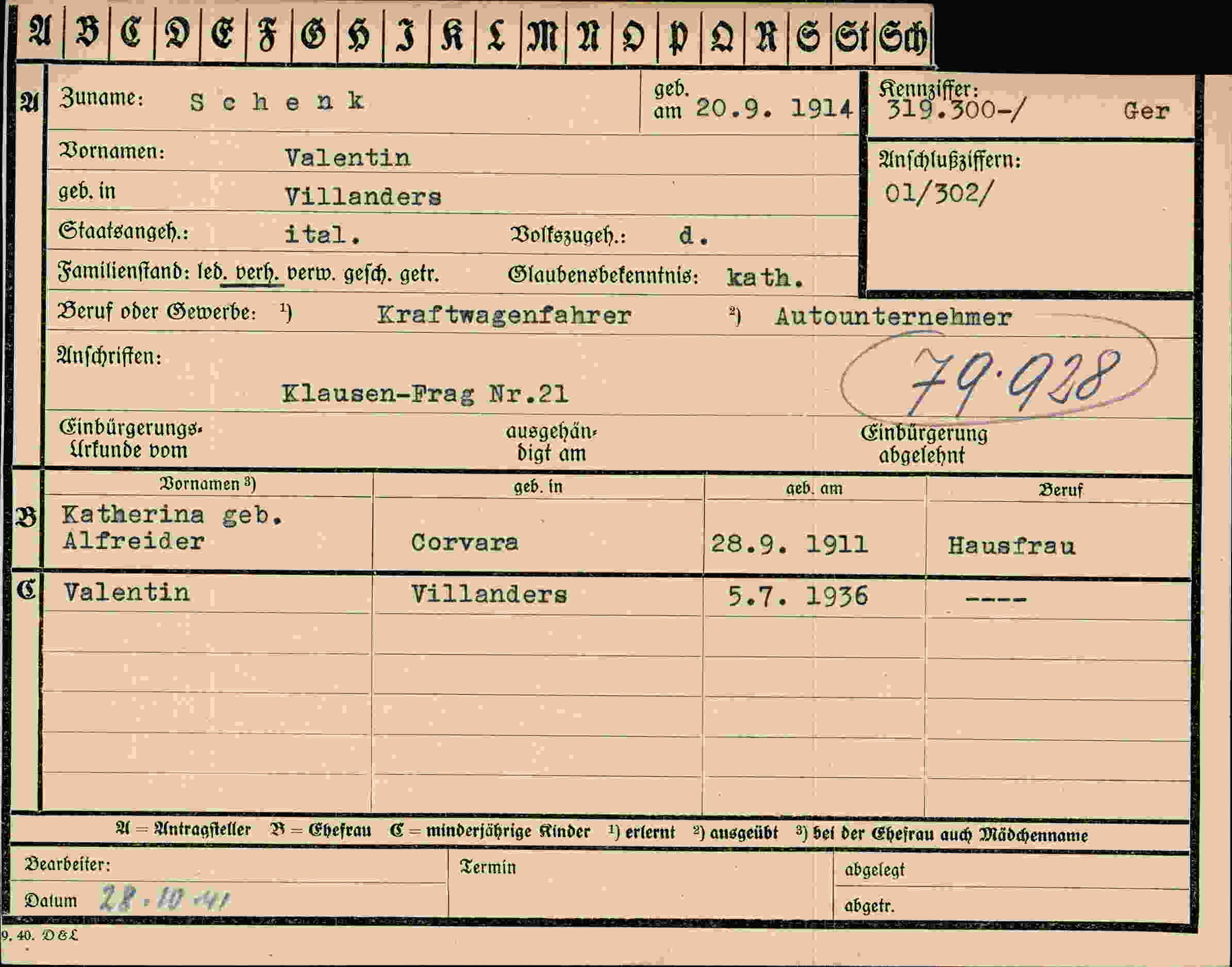 Dokument für Valentin Schenk