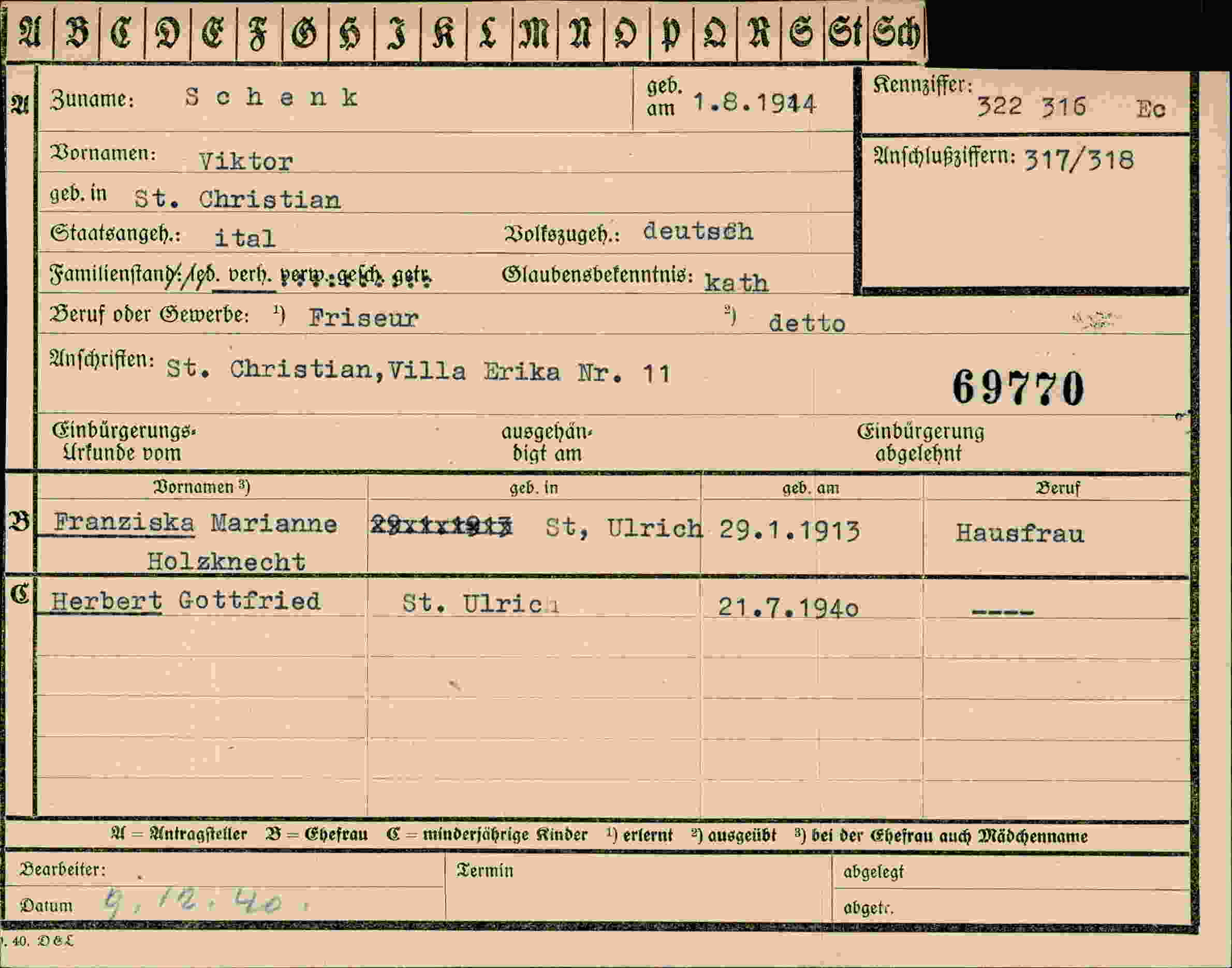 Dokument für Viktor Schenk
