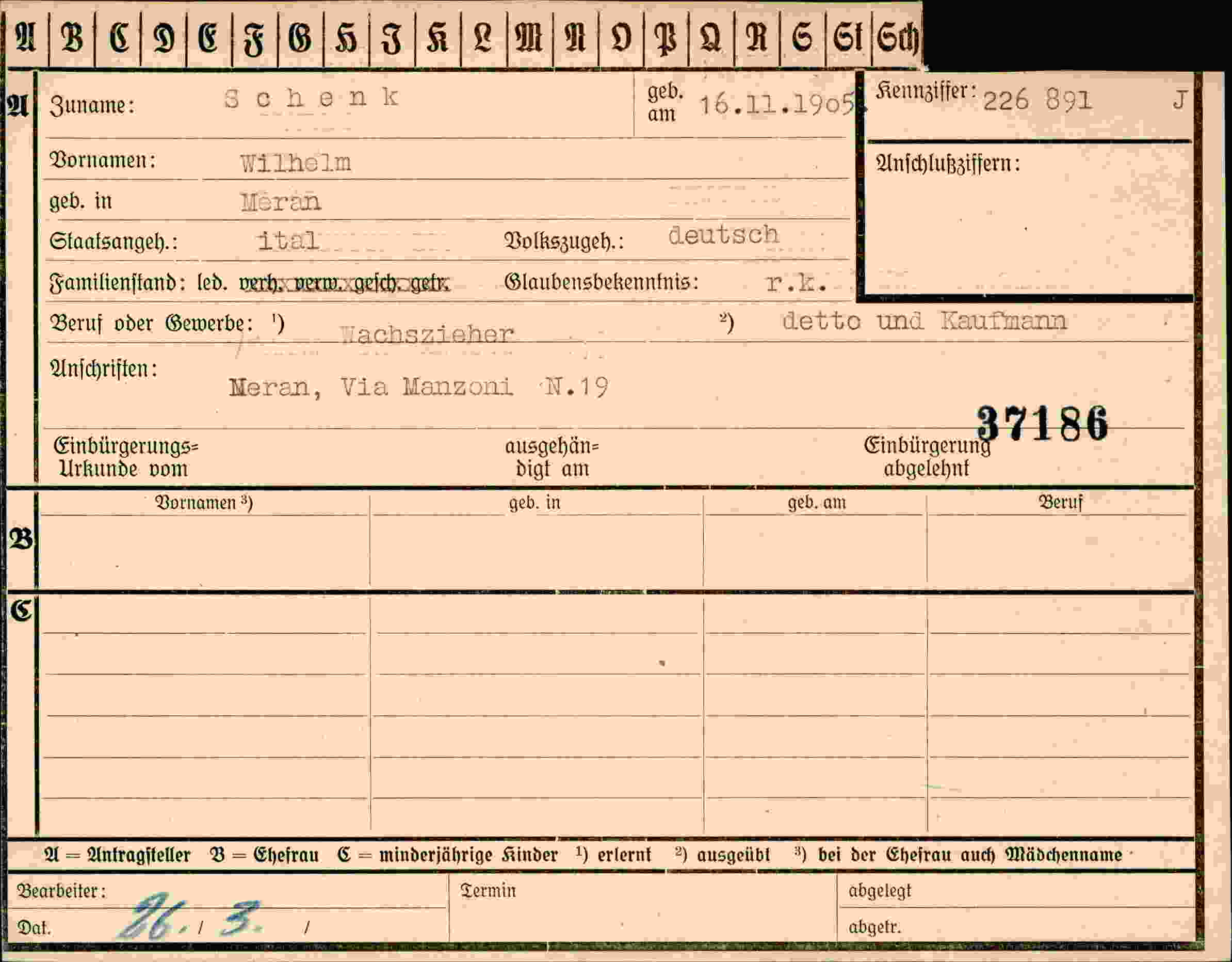 Dokument für Wilhelm Schenk