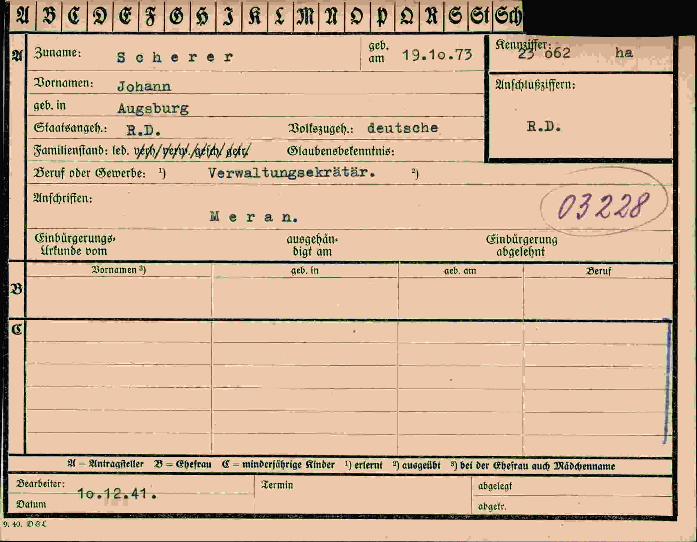 Vorderseite des Dokuments