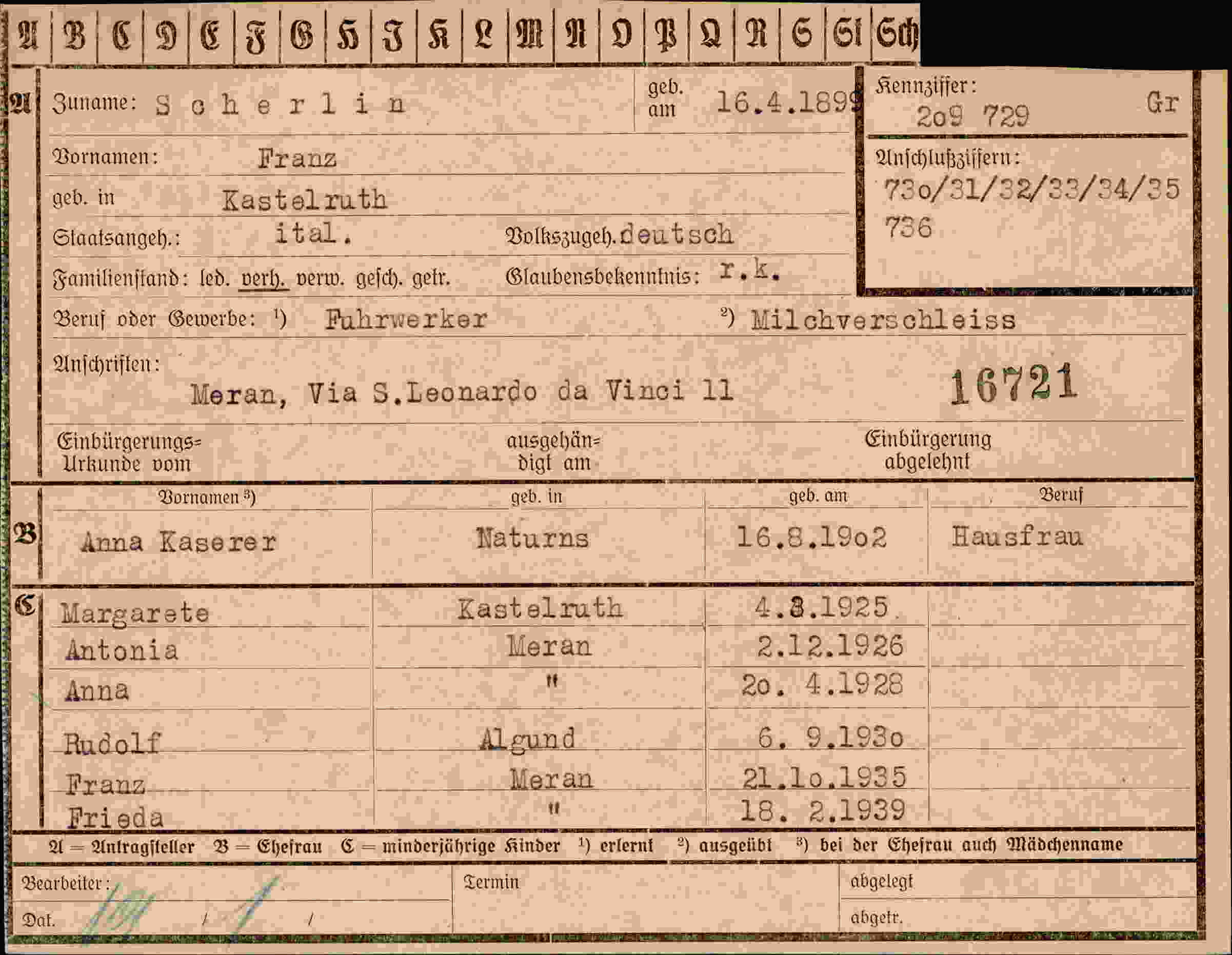 Dokument für Franz Scherlin