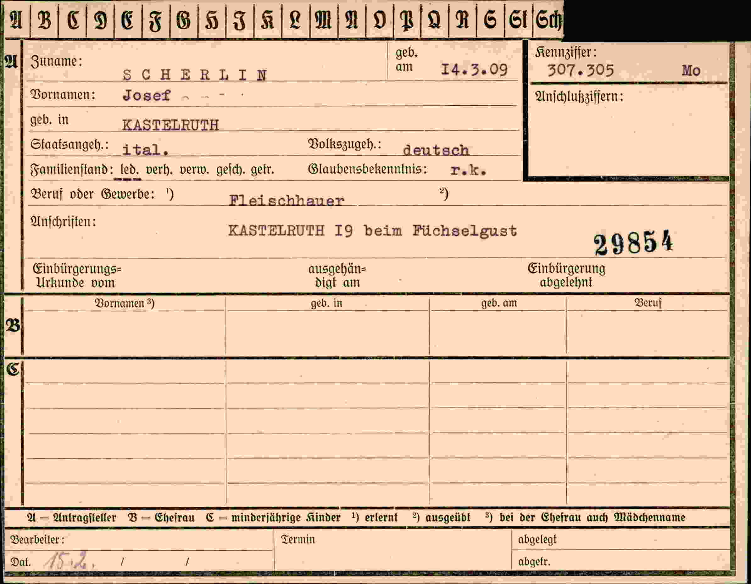 Vorderseite des Dokuments