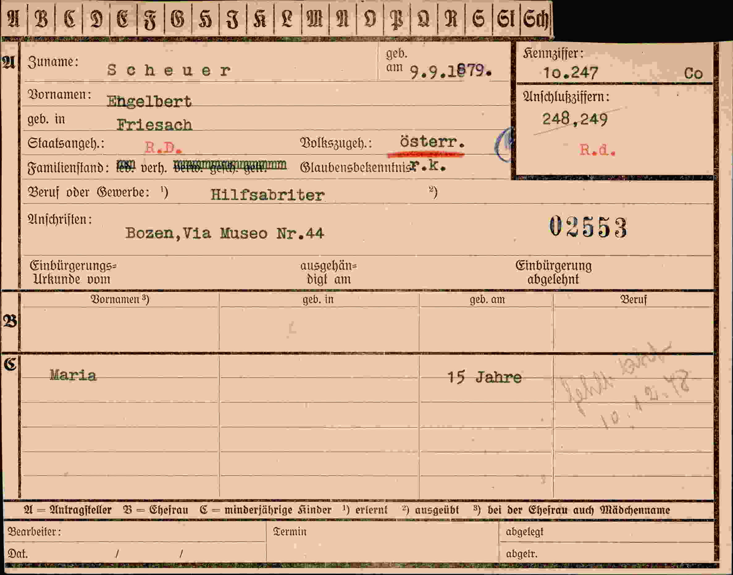 Vorderseite des Dokuments