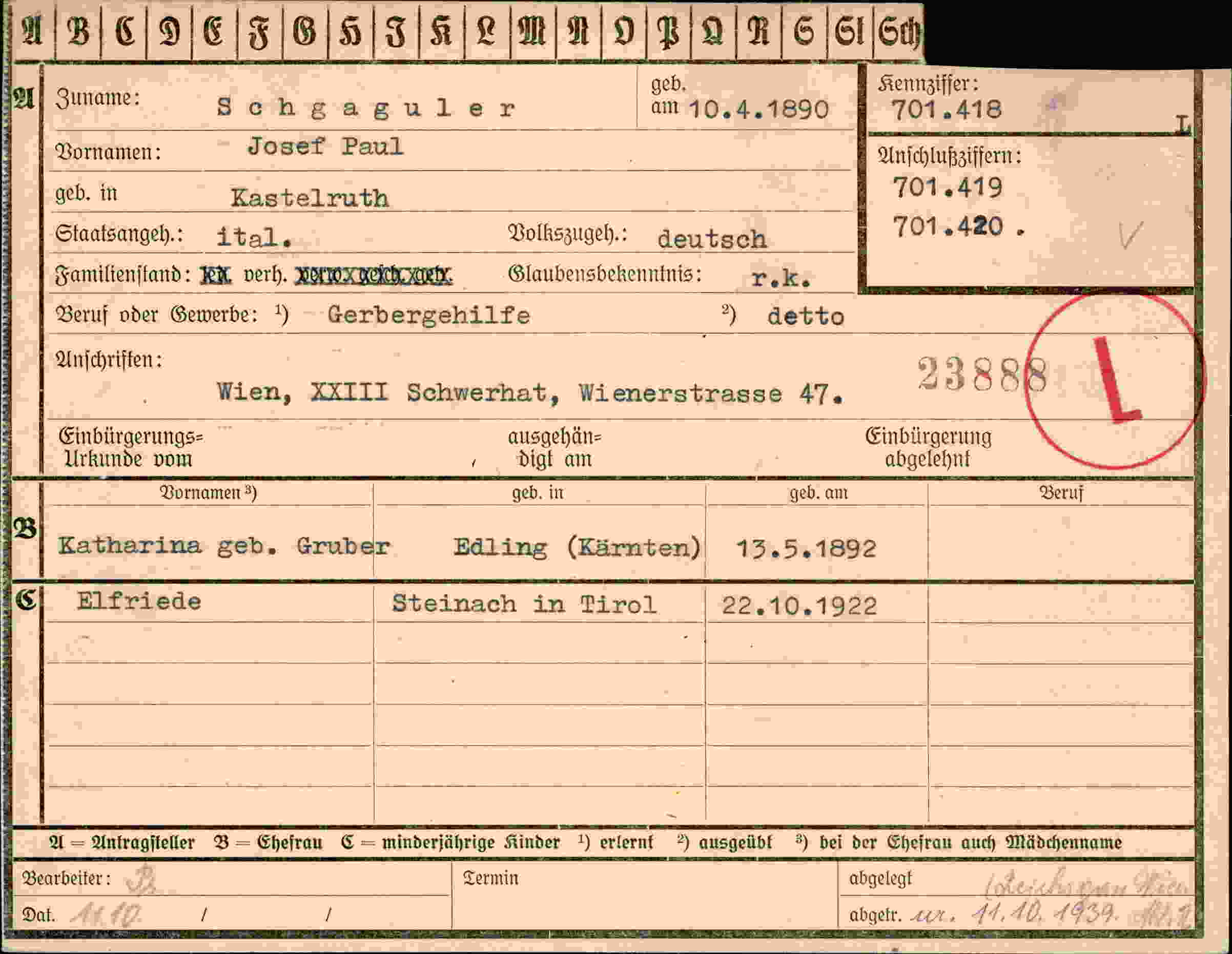 Dokument für Josef Paul Schgaguler