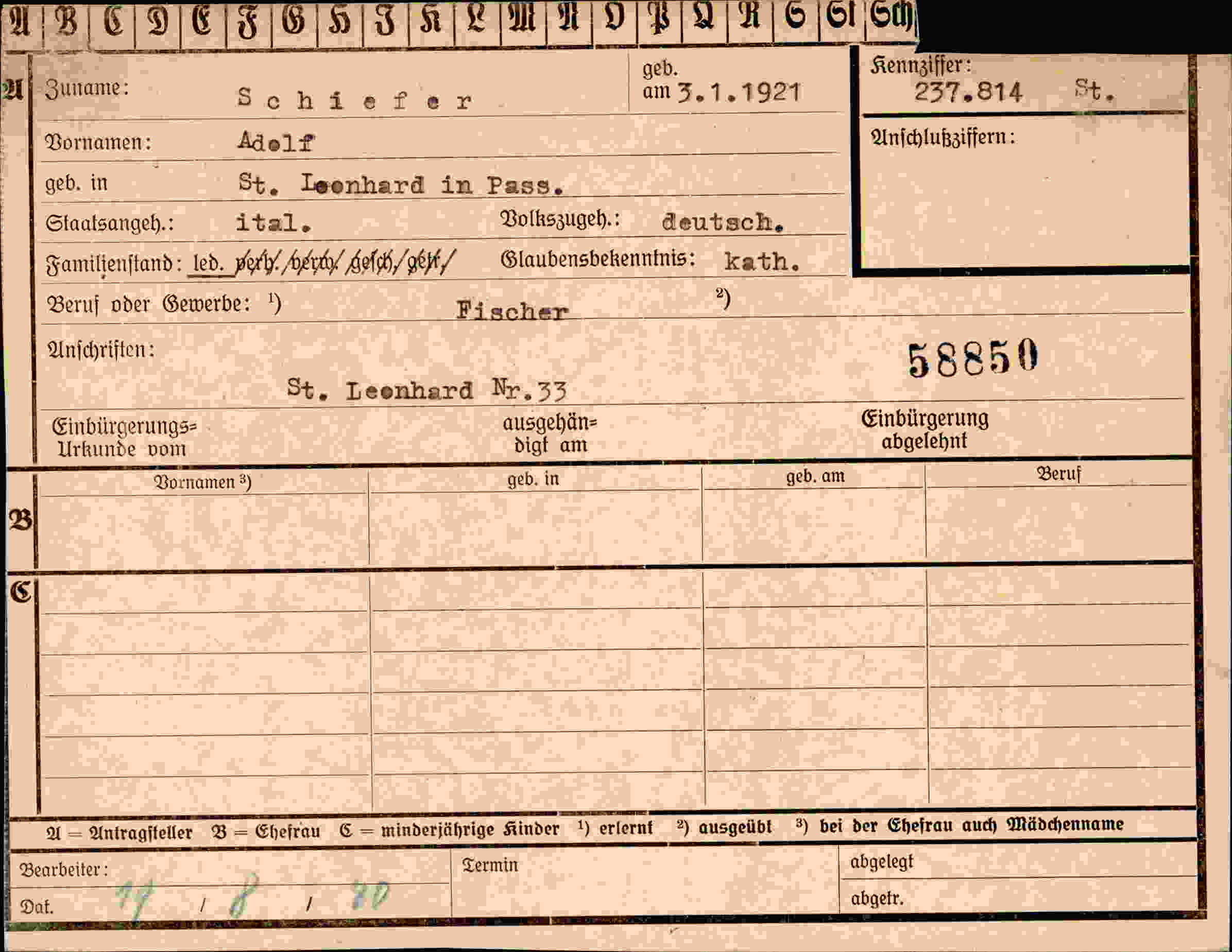 Dokument für Adolf Schiefer