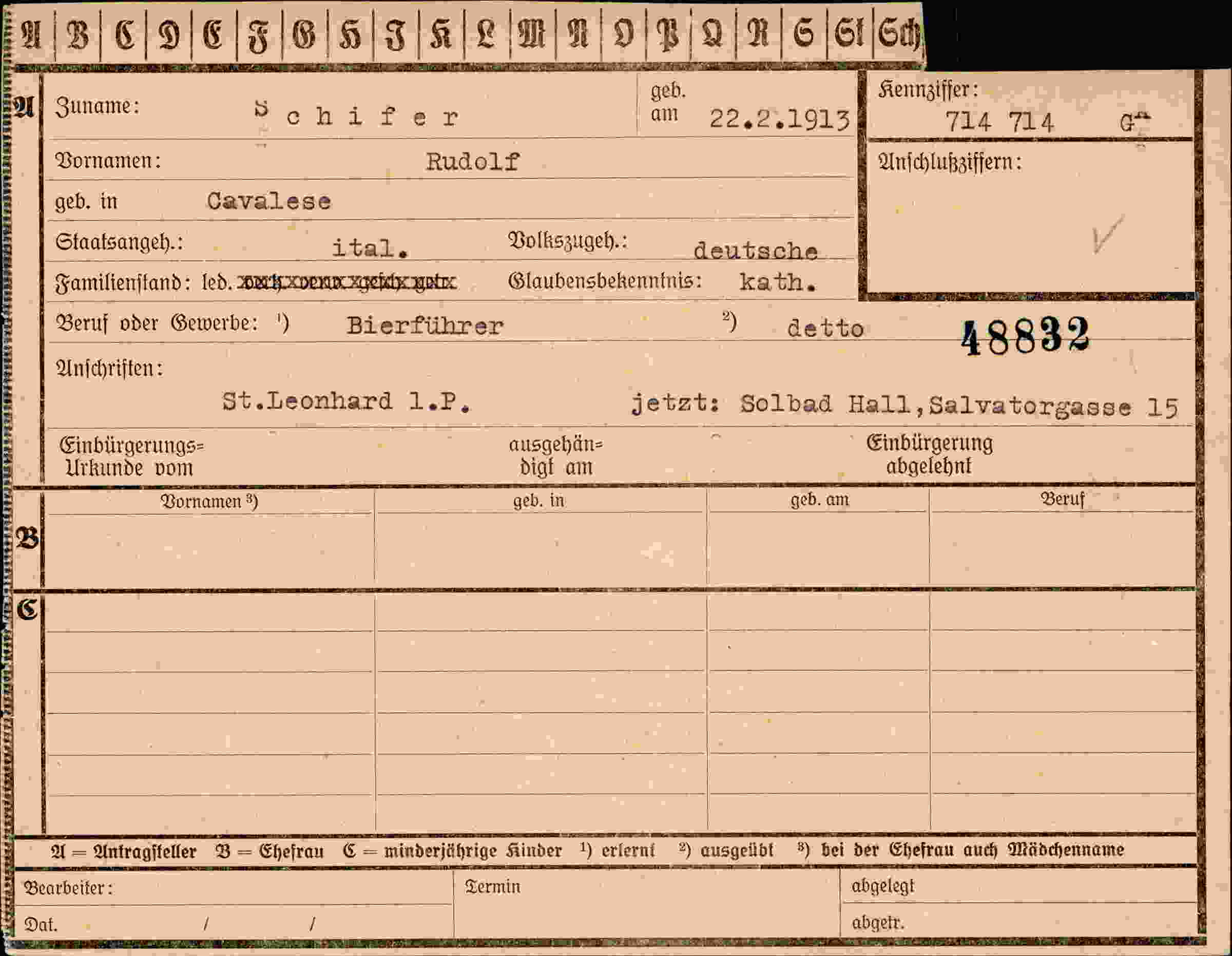 Dokument für Rudolf Schifer