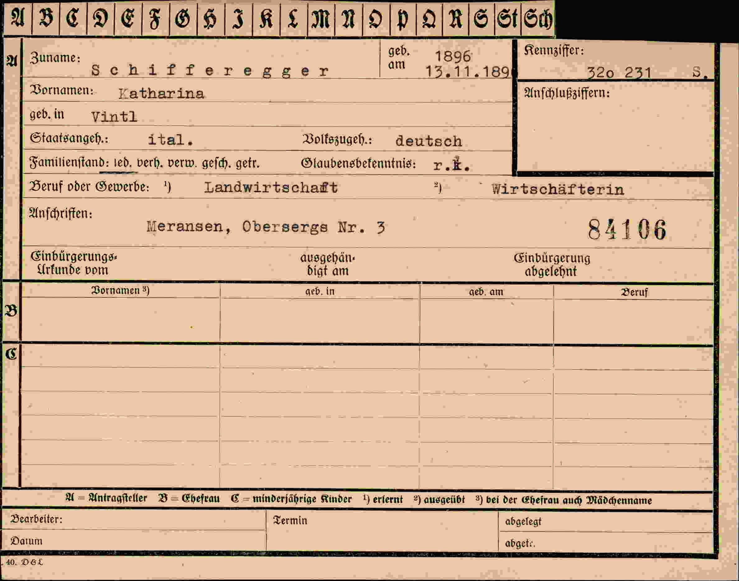 Vorderseite des Dokuments