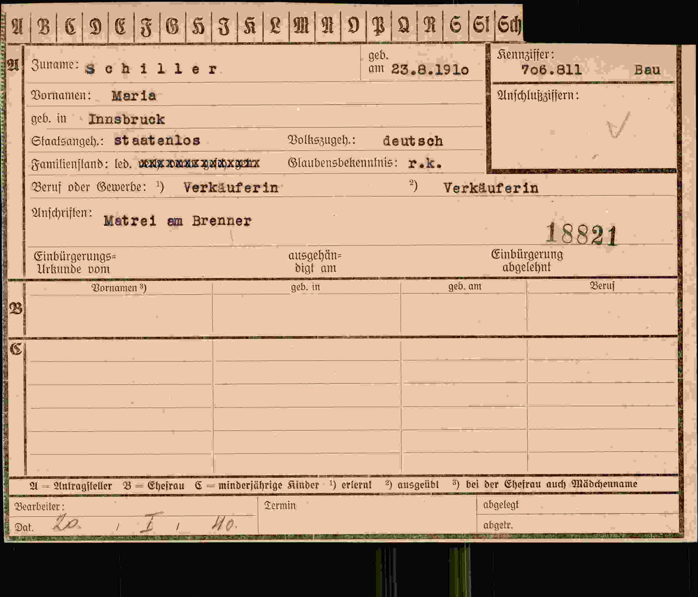 Vorderseite des Dokuments