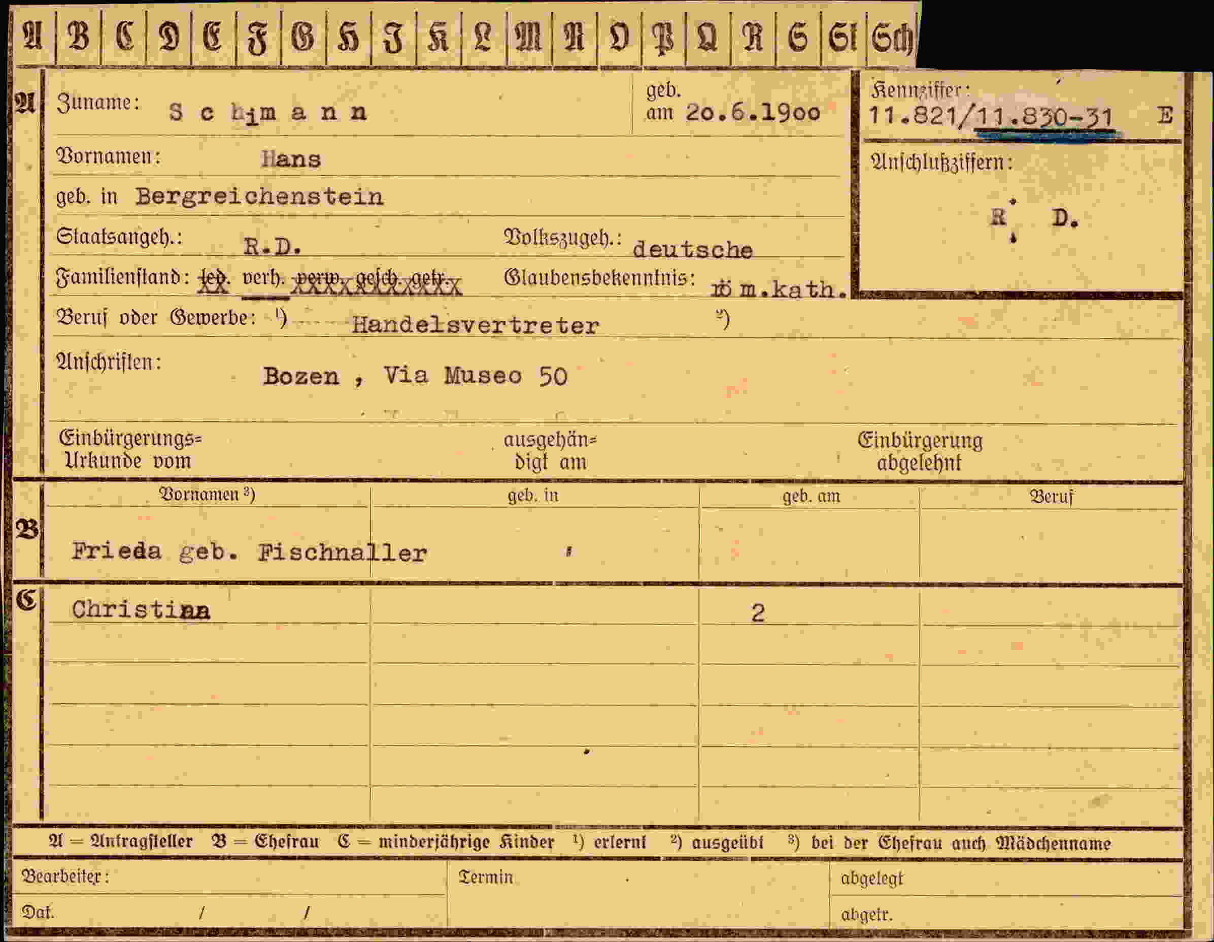 Vorderseite des Dokuments