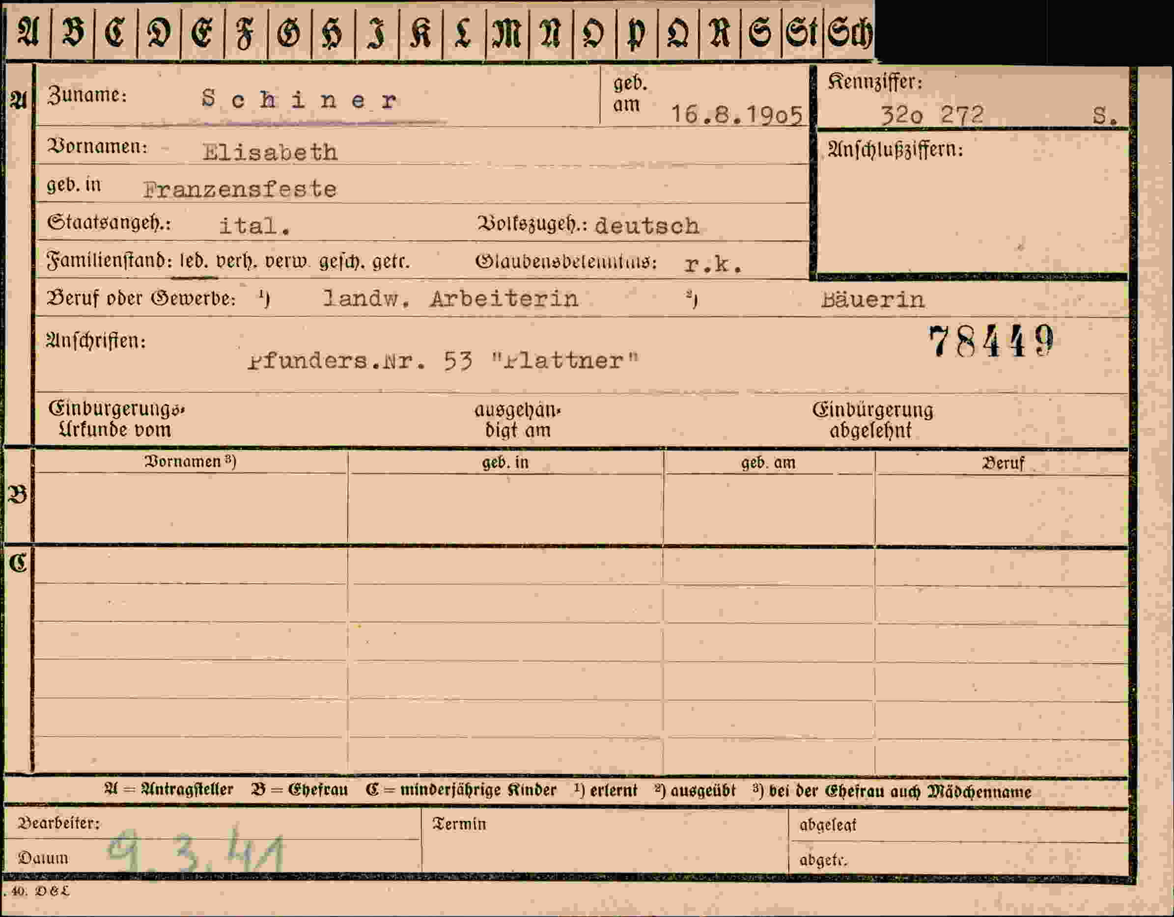 Vorderseite des Dokuments