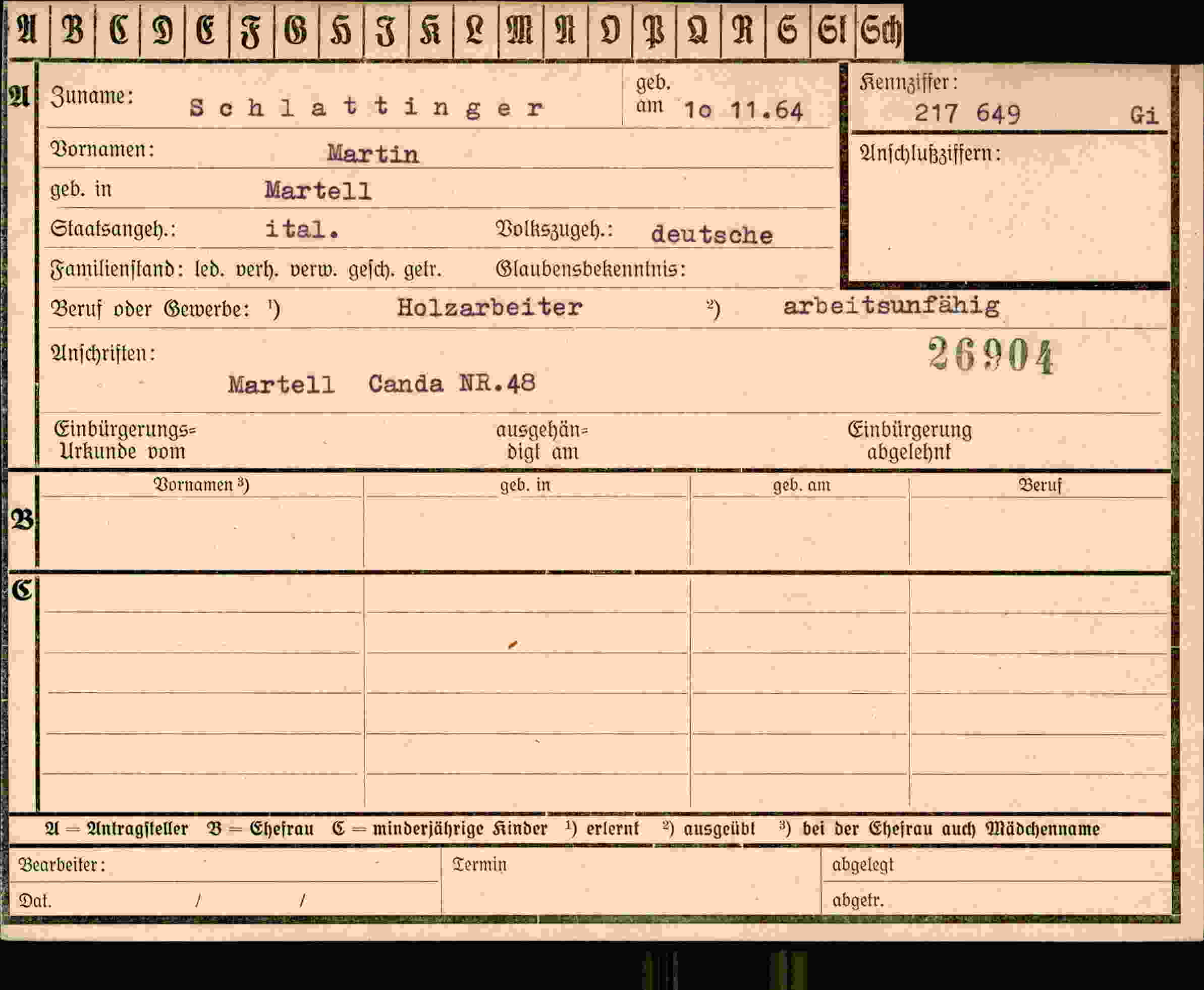 Dokument für Martin Schlattinger