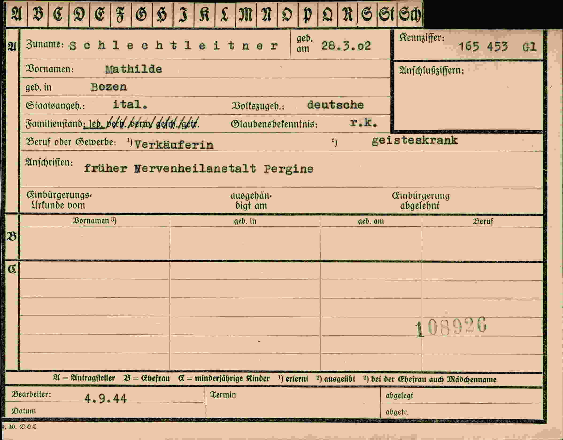 Vorderseite des Dokuments